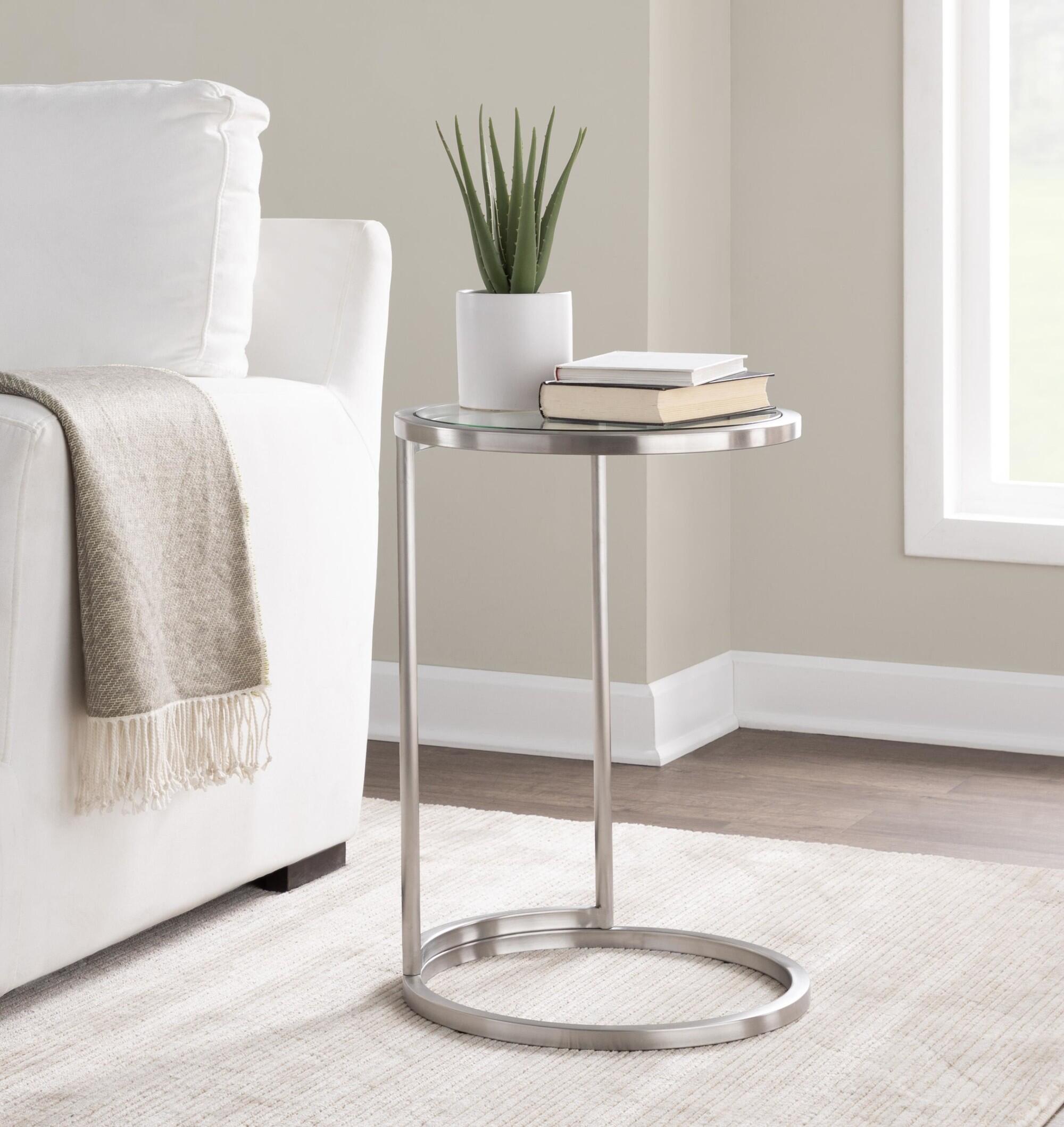 LumiSource Zenn End Table, Silver, rollover