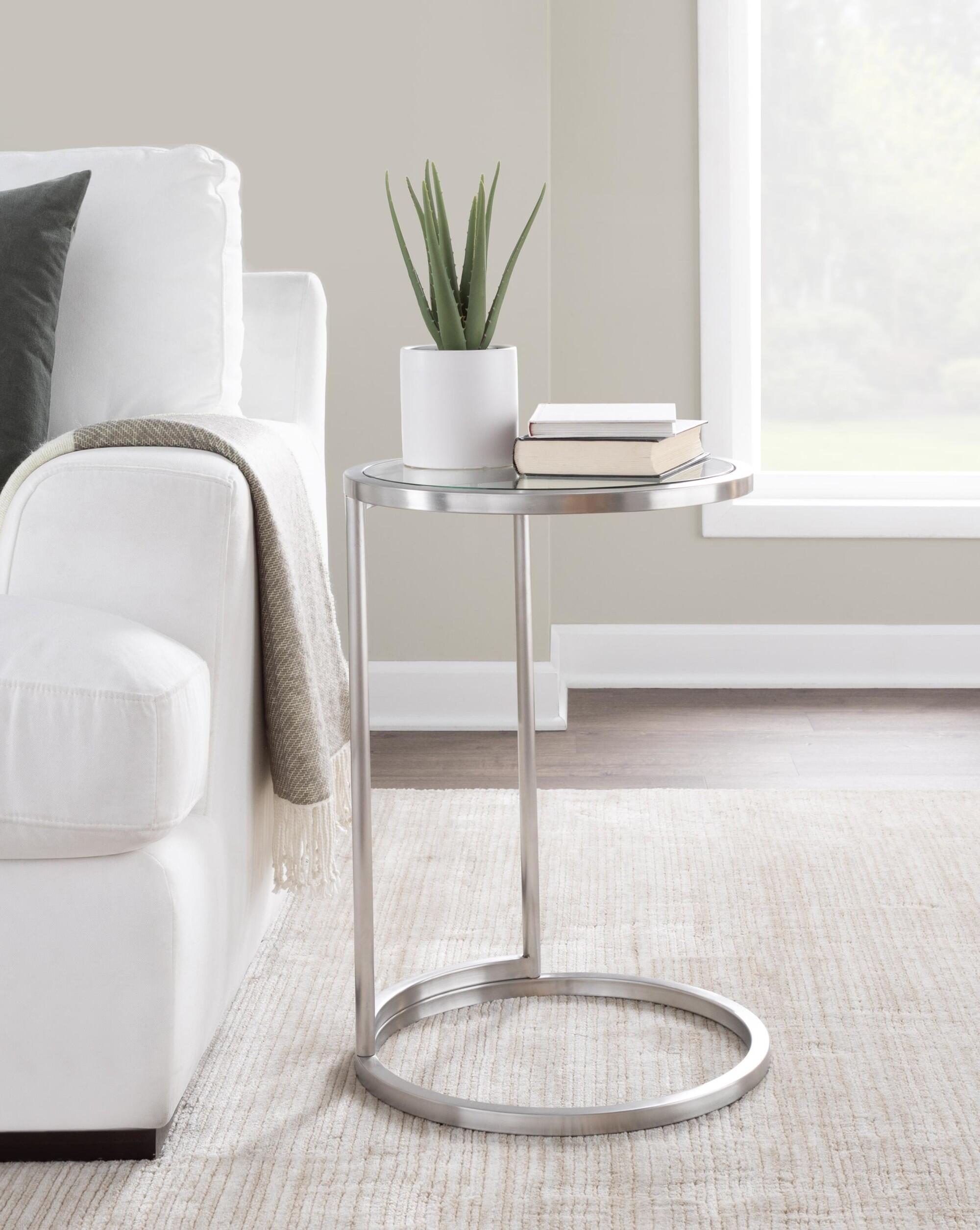 LumiSource Zenn End Table, Silver, large