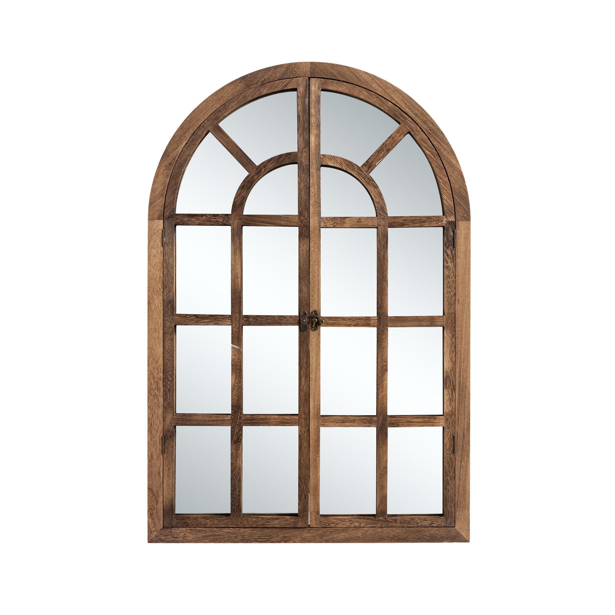 Feronia 24" x 36" Classic Arched Wall Mirror, Brown, large