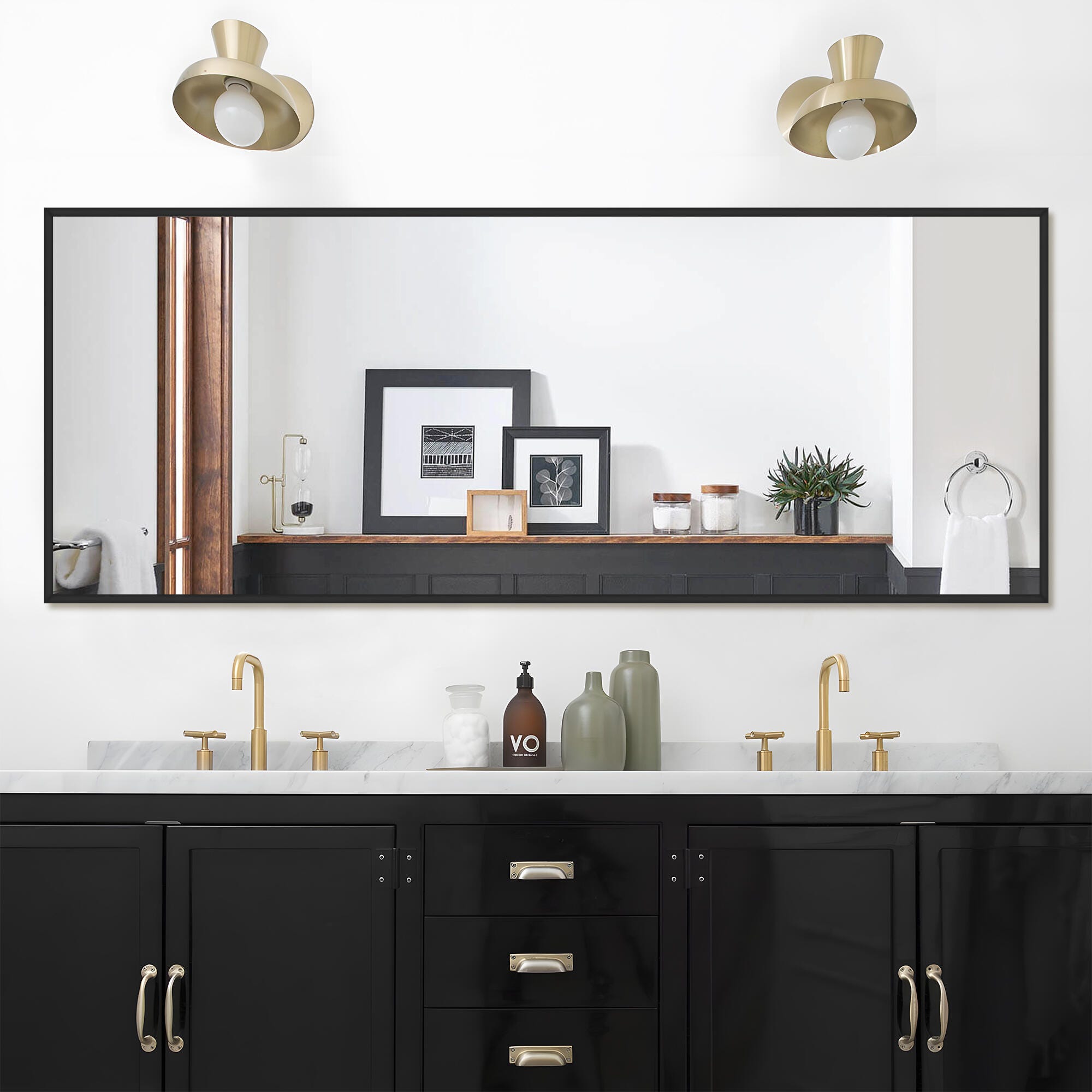 Dulcea 21" x 64" Full Length Mirror, Black, large