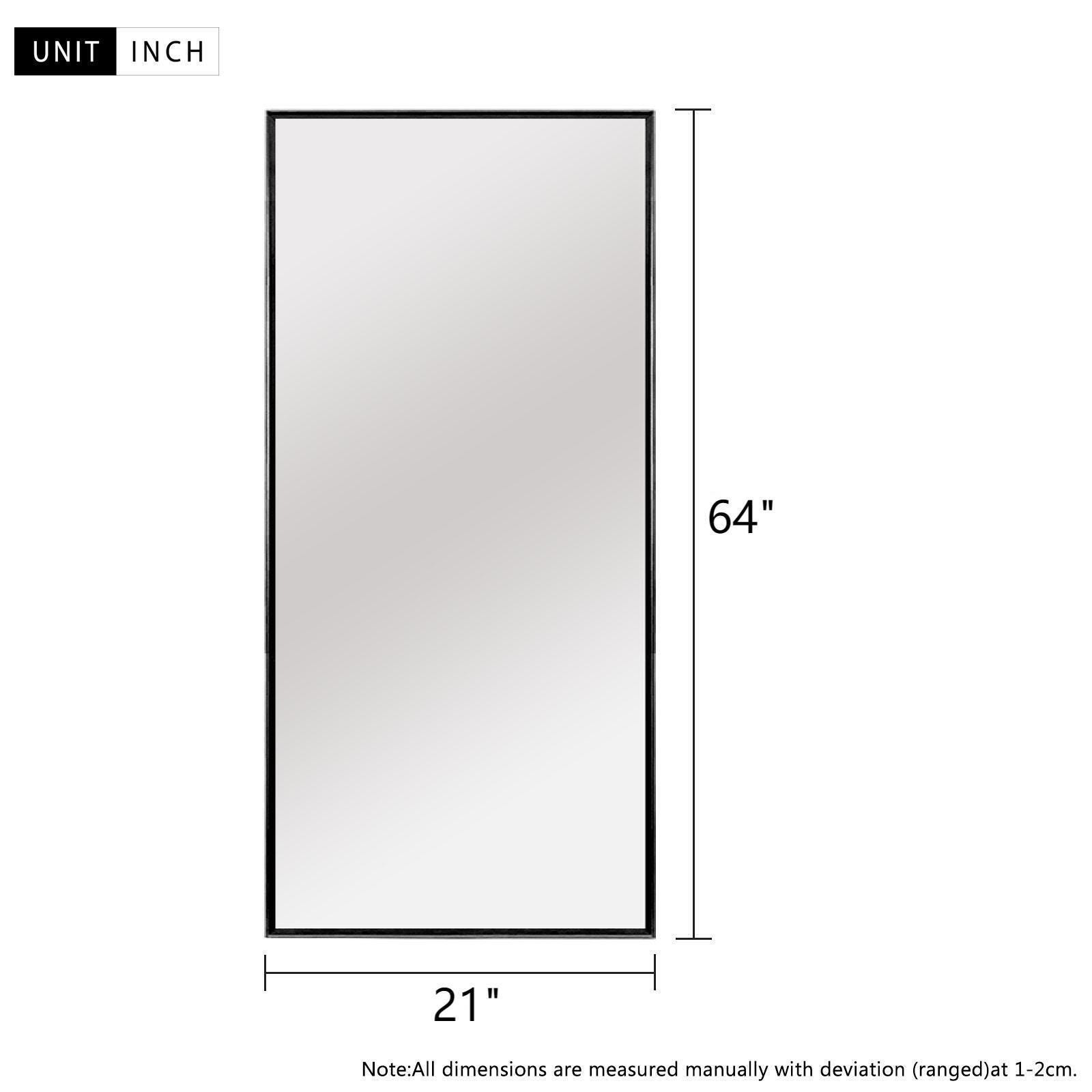 Dulcea 21" x 64" Full Length Mirror, Black, large