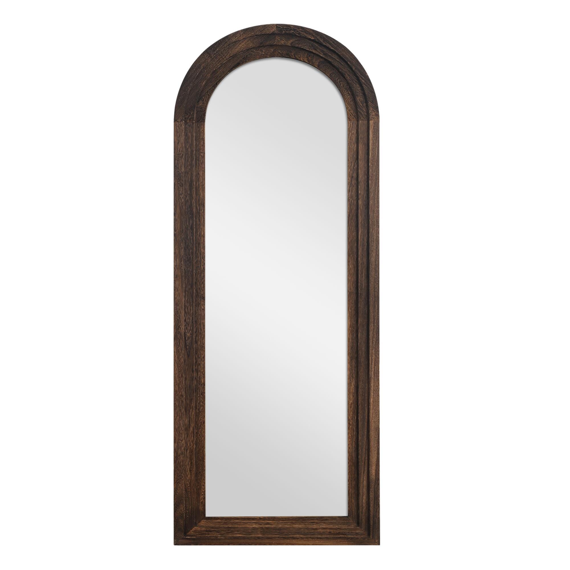 Feronia 21" x 64" Classic Arched Leaning Mirror, Brown, large
