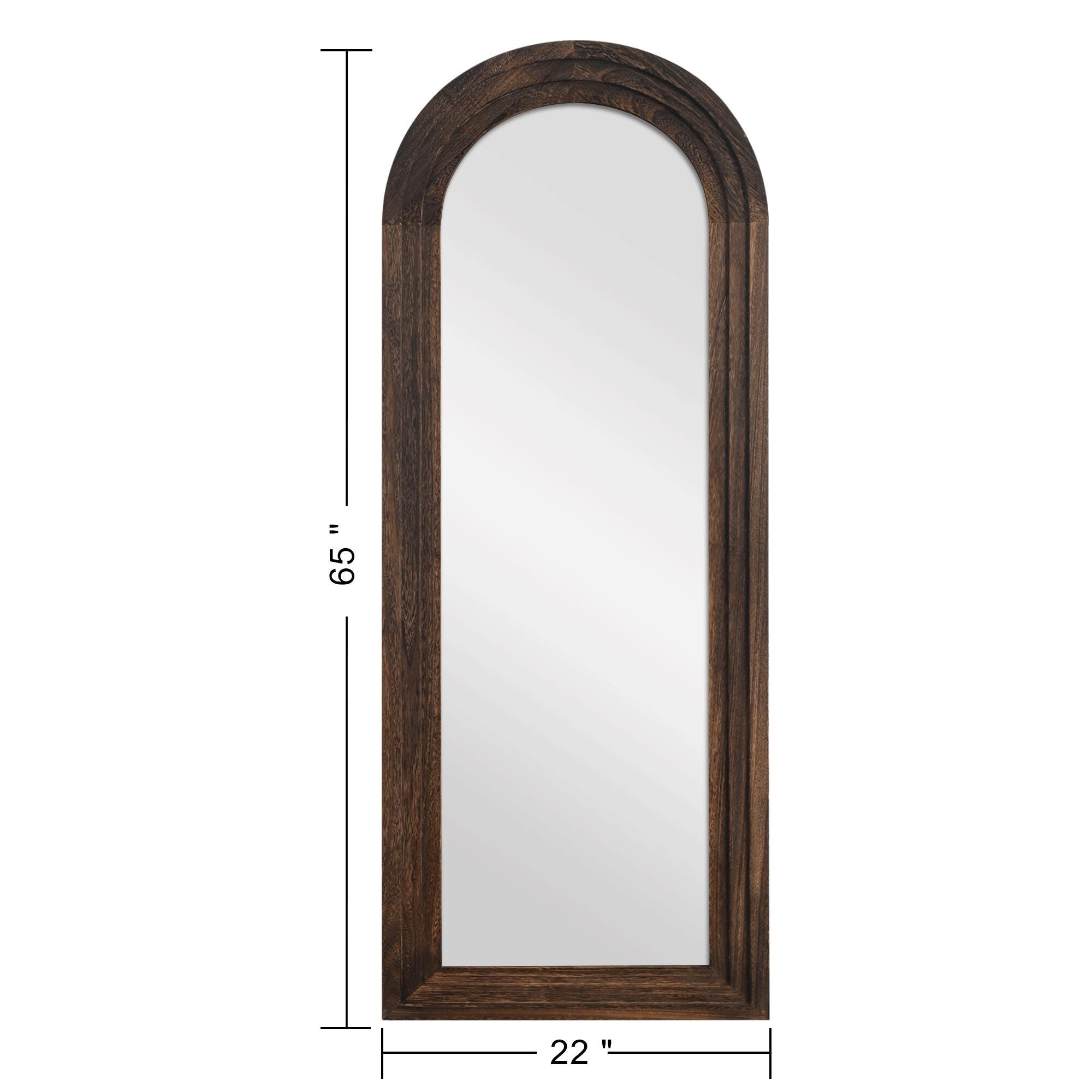 Feronia 21" x 64" Classic Arched Leaning Mirror, Brown, large