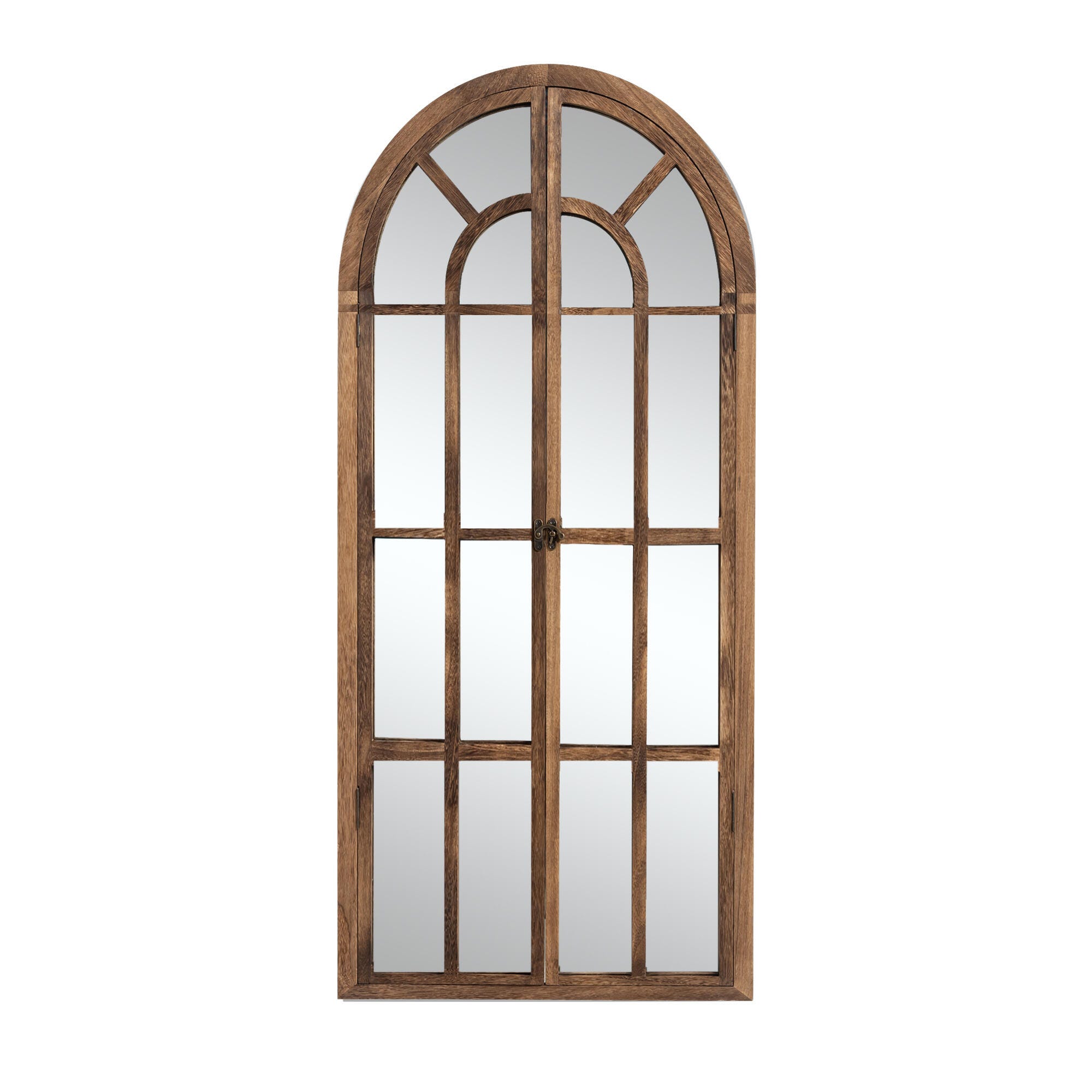 Feronia 31" x 71" Arched Floor Mirror, Brown, large