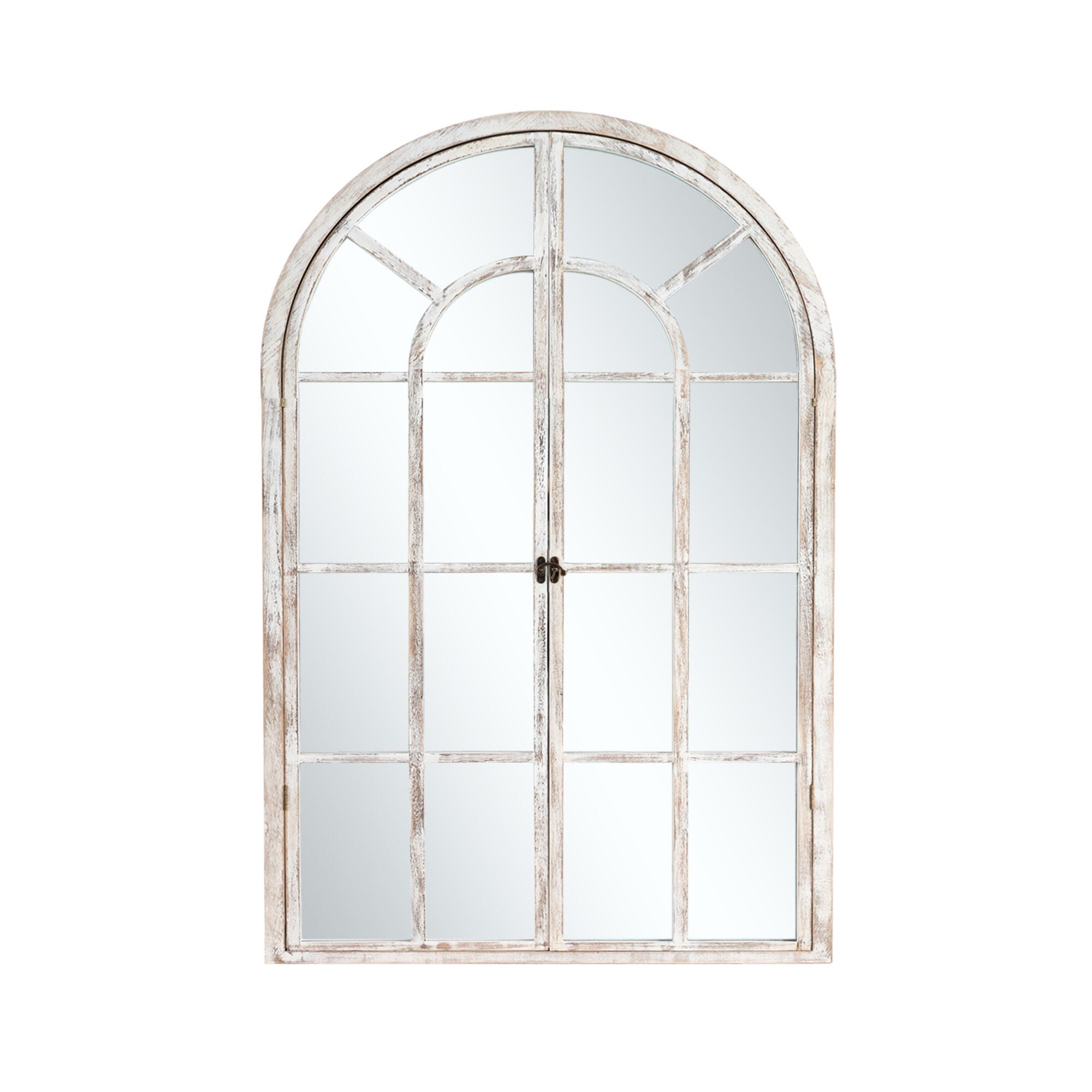 Feronia 24" x 36"  Arched Wall Mirror, Weathered White, large