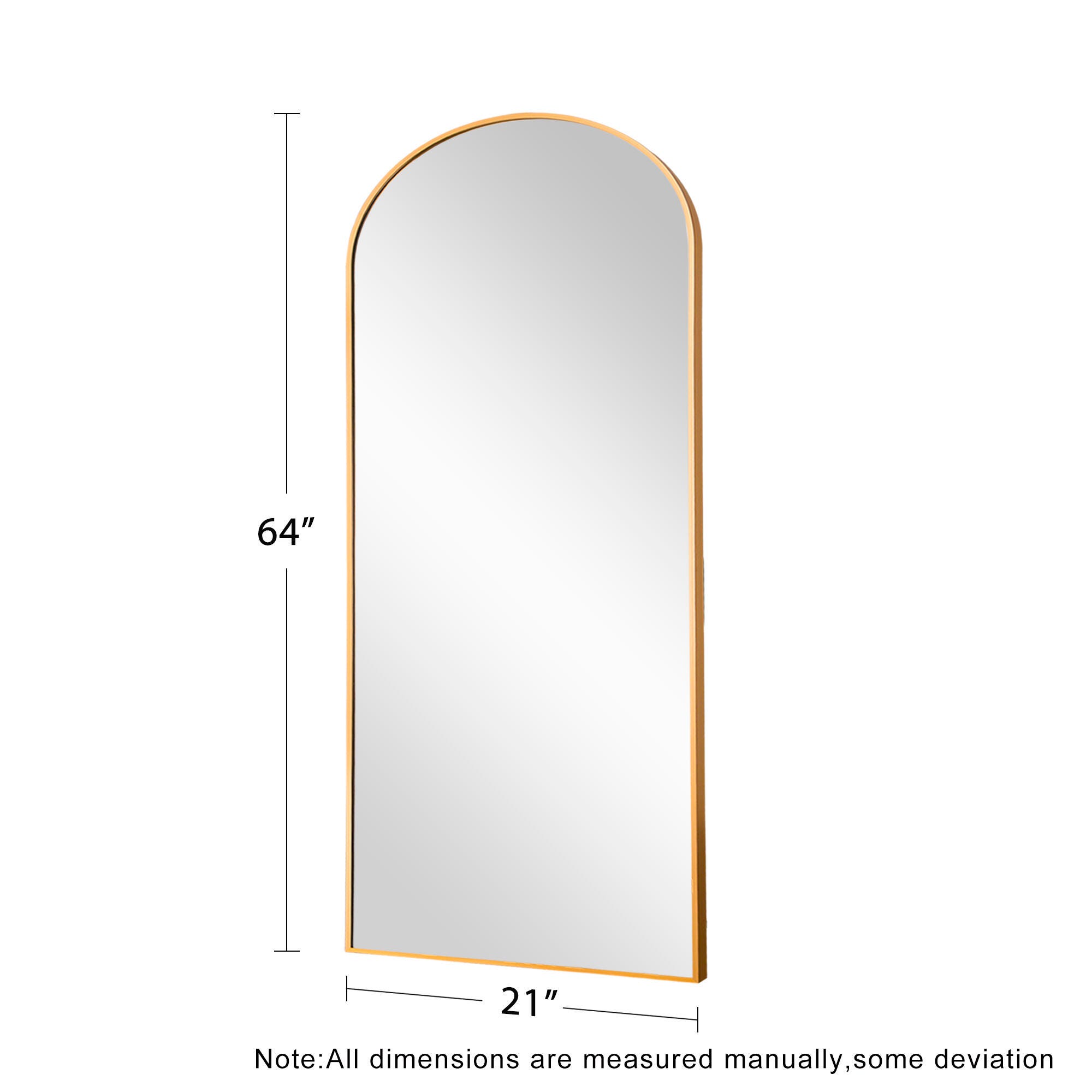 Dulcea 21" x 64" Full Length Arched Floor Mirror, Gold, large
