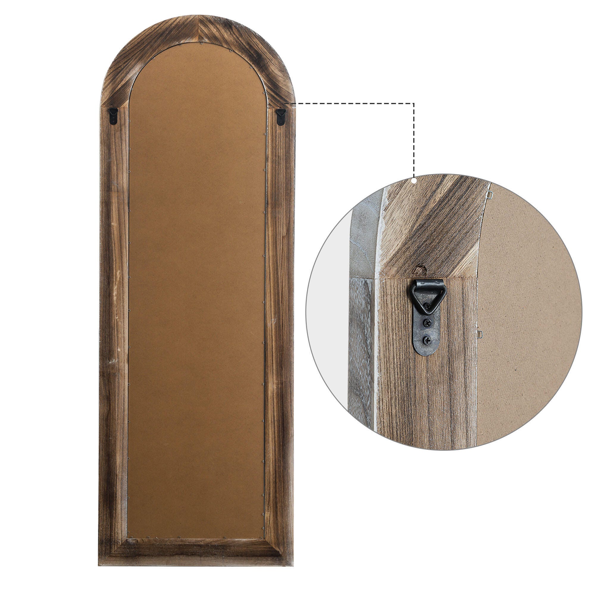 Feronia 21" x 64" Full Length Arched Floor Mirror, Weathered White, large