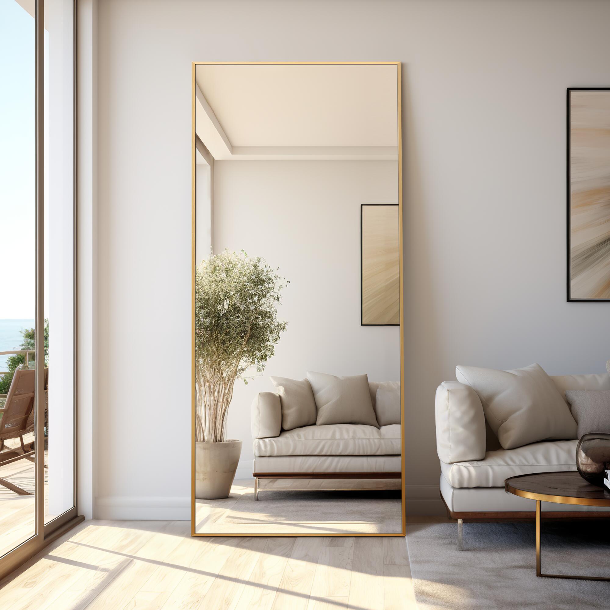 Feronia 34" x 71" Bathroom Vanity Mirror, Gold, large