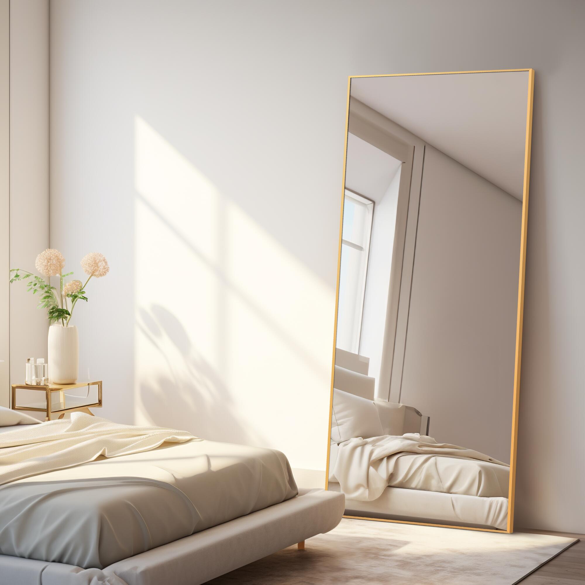 Feronia 34" x 71" Bathroom Vanity Mirror, Gold, large