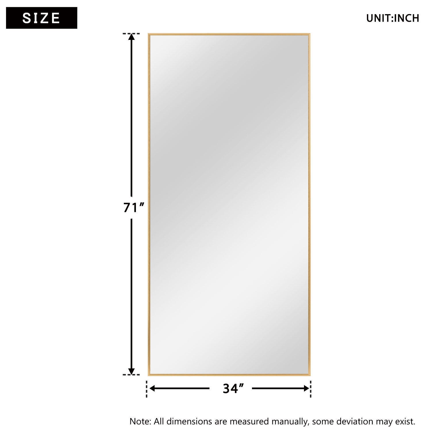 Feronia 34" x 71" Bathroom Vanity Mirror, Gold, large