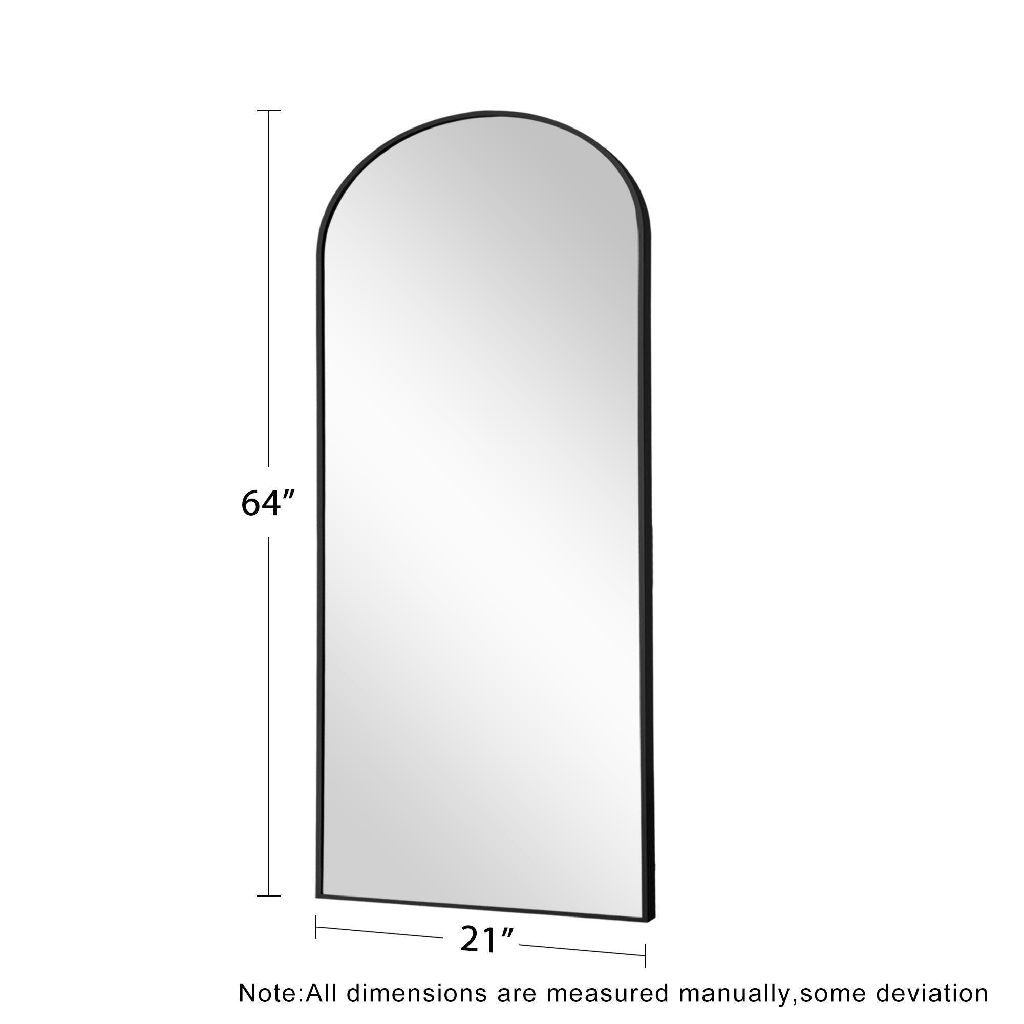 Dulcea 21" x 64" Full Length Arched Floor Mirror, Black, large