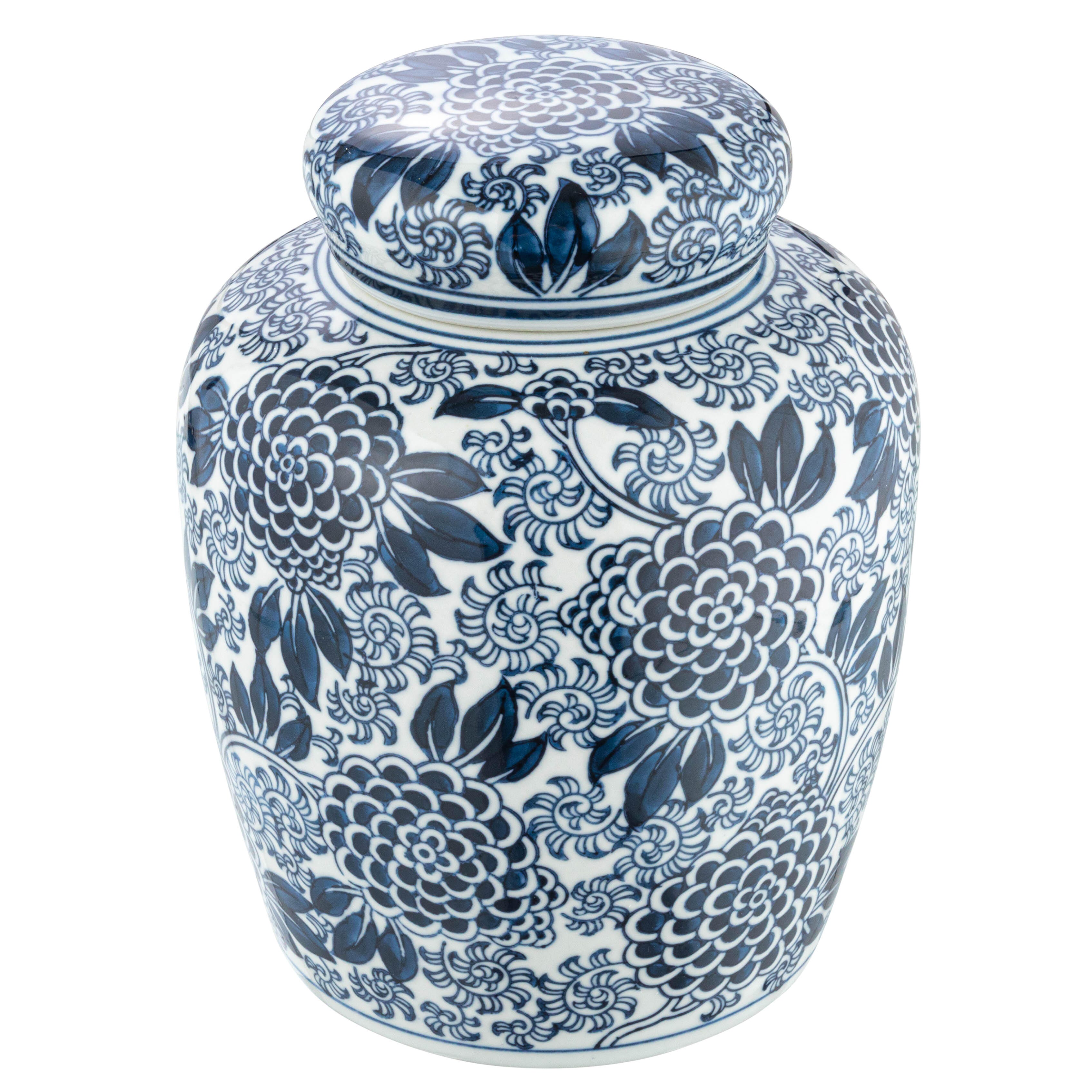 Storied Home Decorative Chrysanthemum Ginger Jar with Lid, , swatch