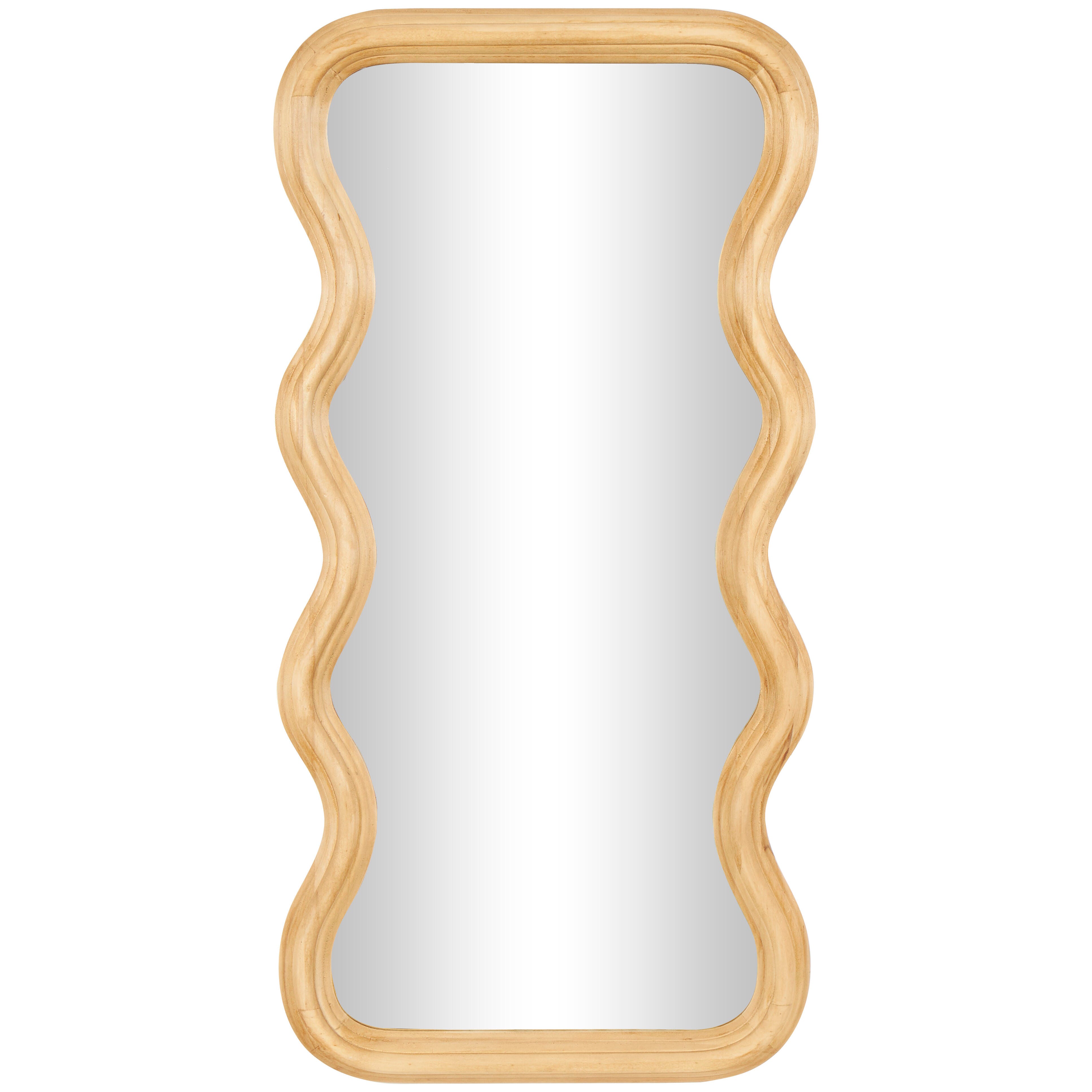 Bayberry Lane Wavy Wall Mirror with Dimensional Carved Frame 20"W X 39"H, , large