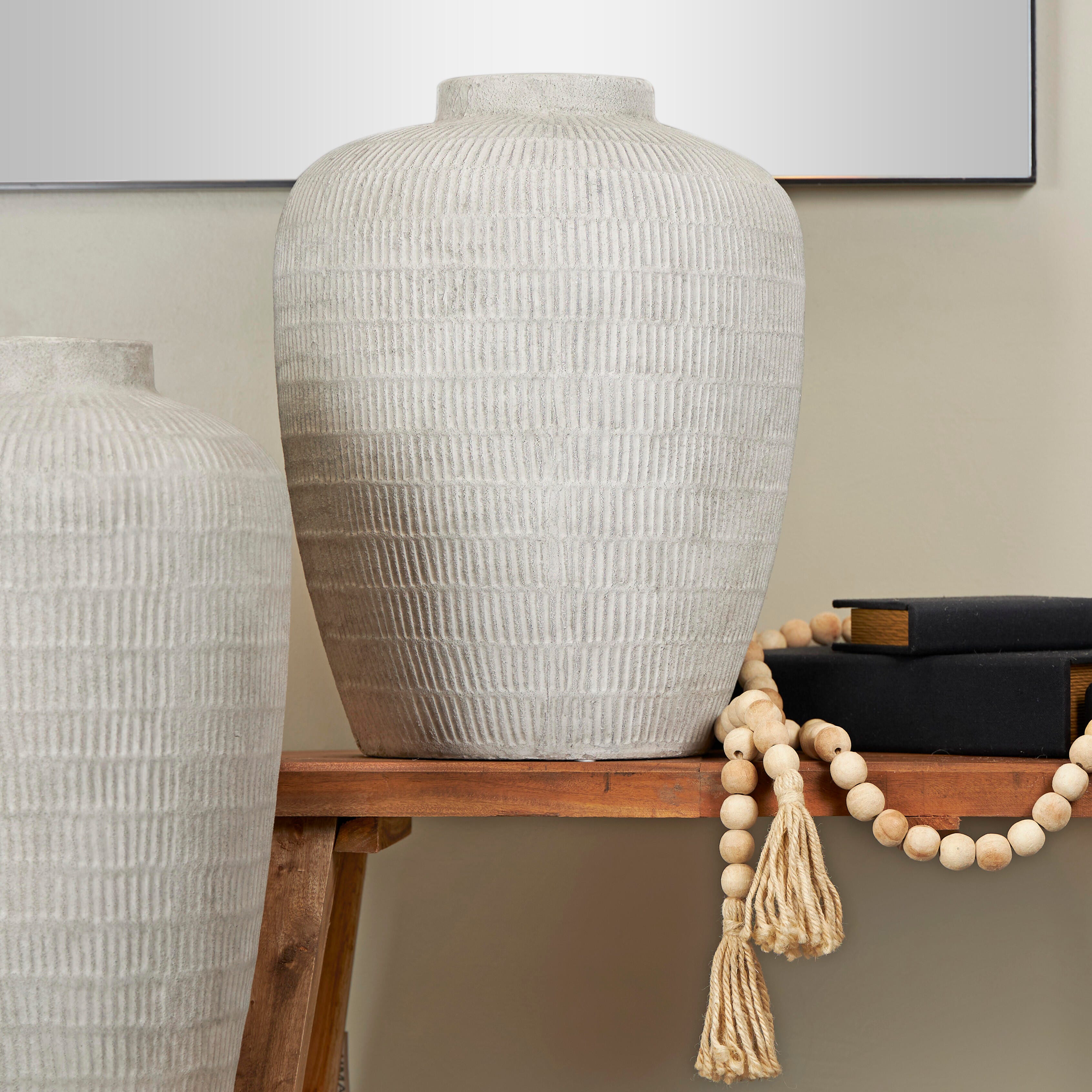 Bayberry Lane Large Textured Vase with Linear Pattern, , large