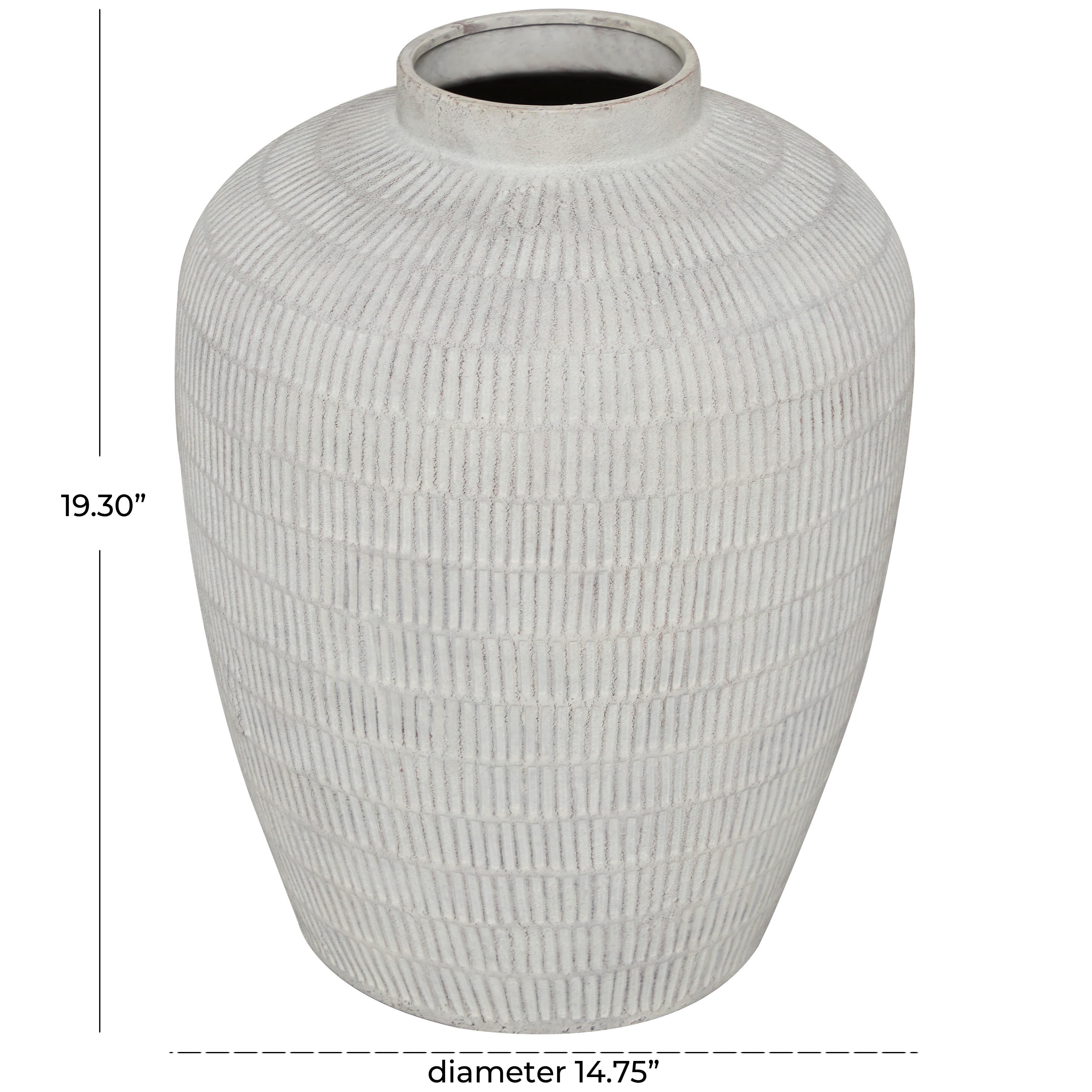 Bayberry Lane Large Textured Vase with Linear Pattern, , large