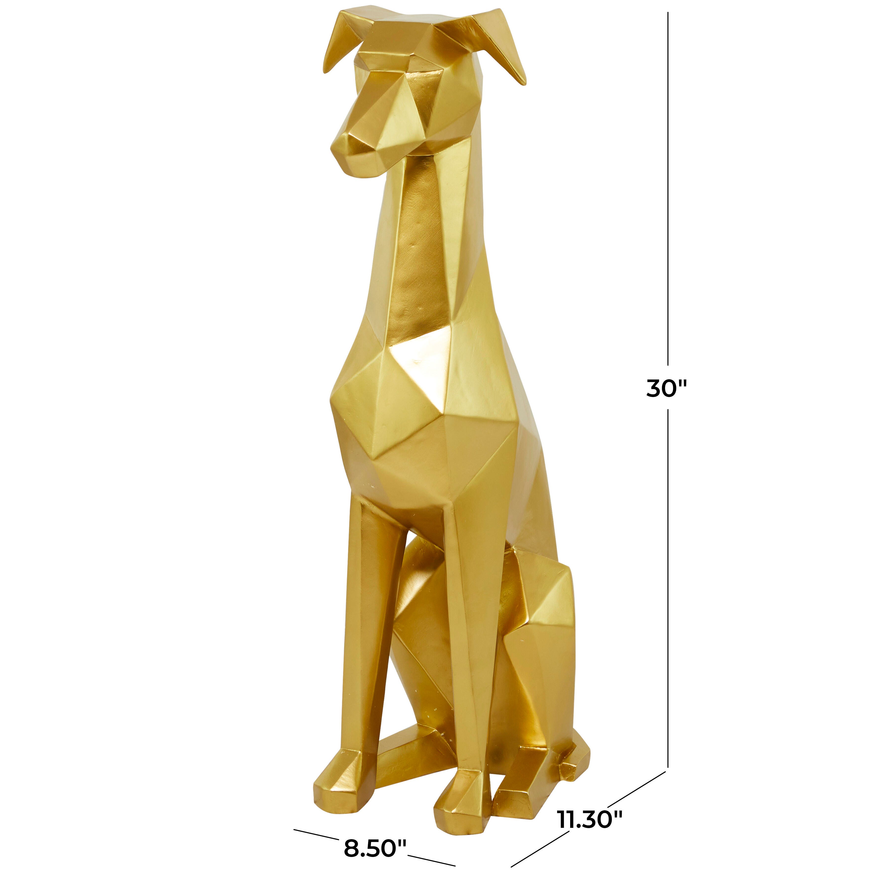Bayberry Lane Cubist Dog Sculpture, Gold, large
