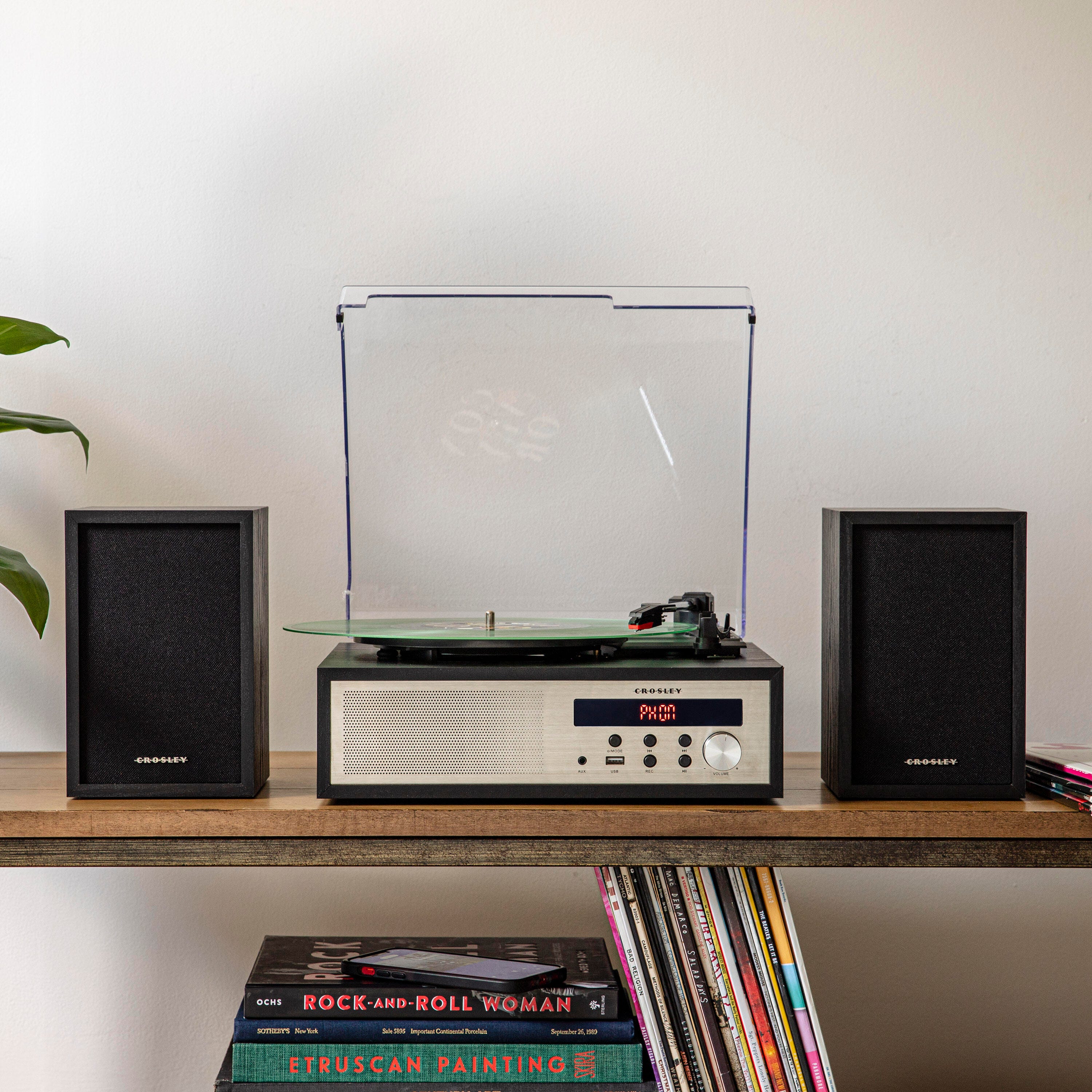 Crosley Sloane Record Player With Speakers, , rollover