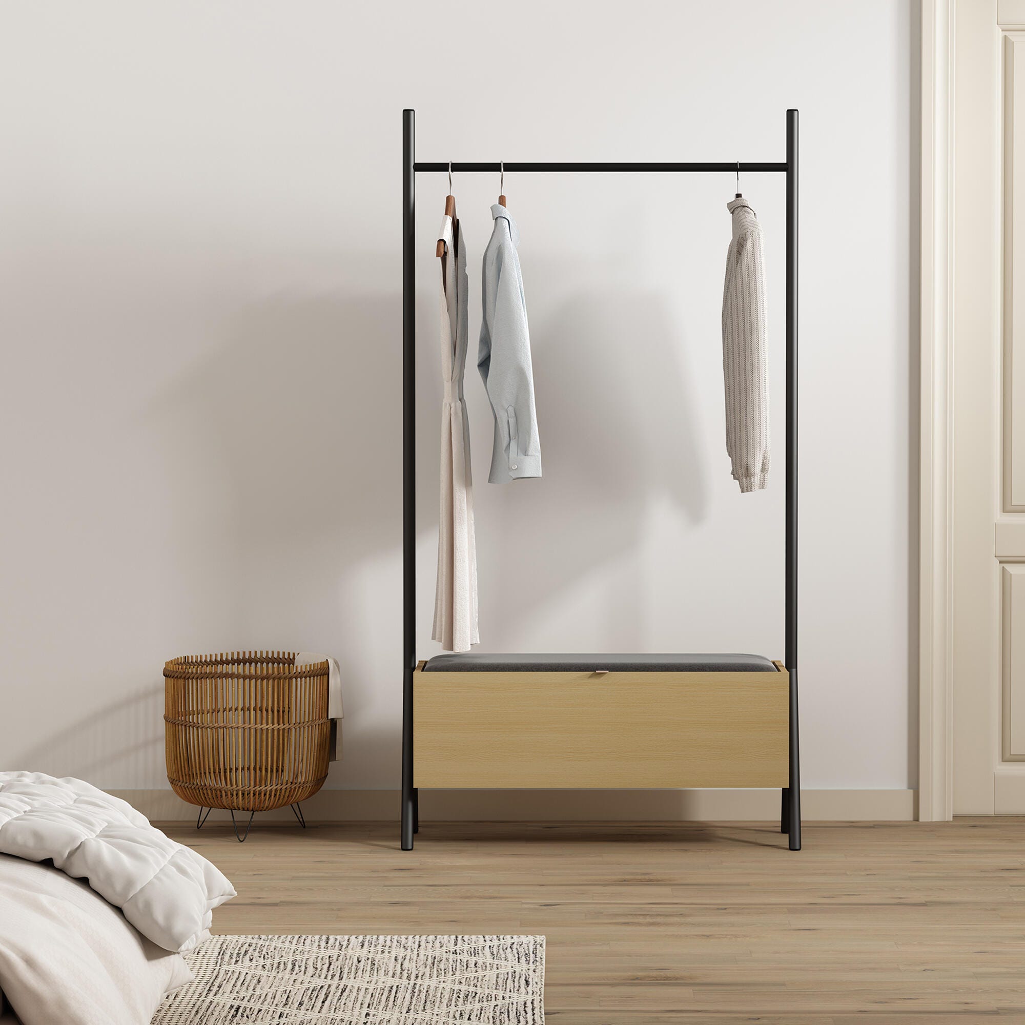 Manhattan Comfort Paloma Open Hanging Closet with Storage, , large