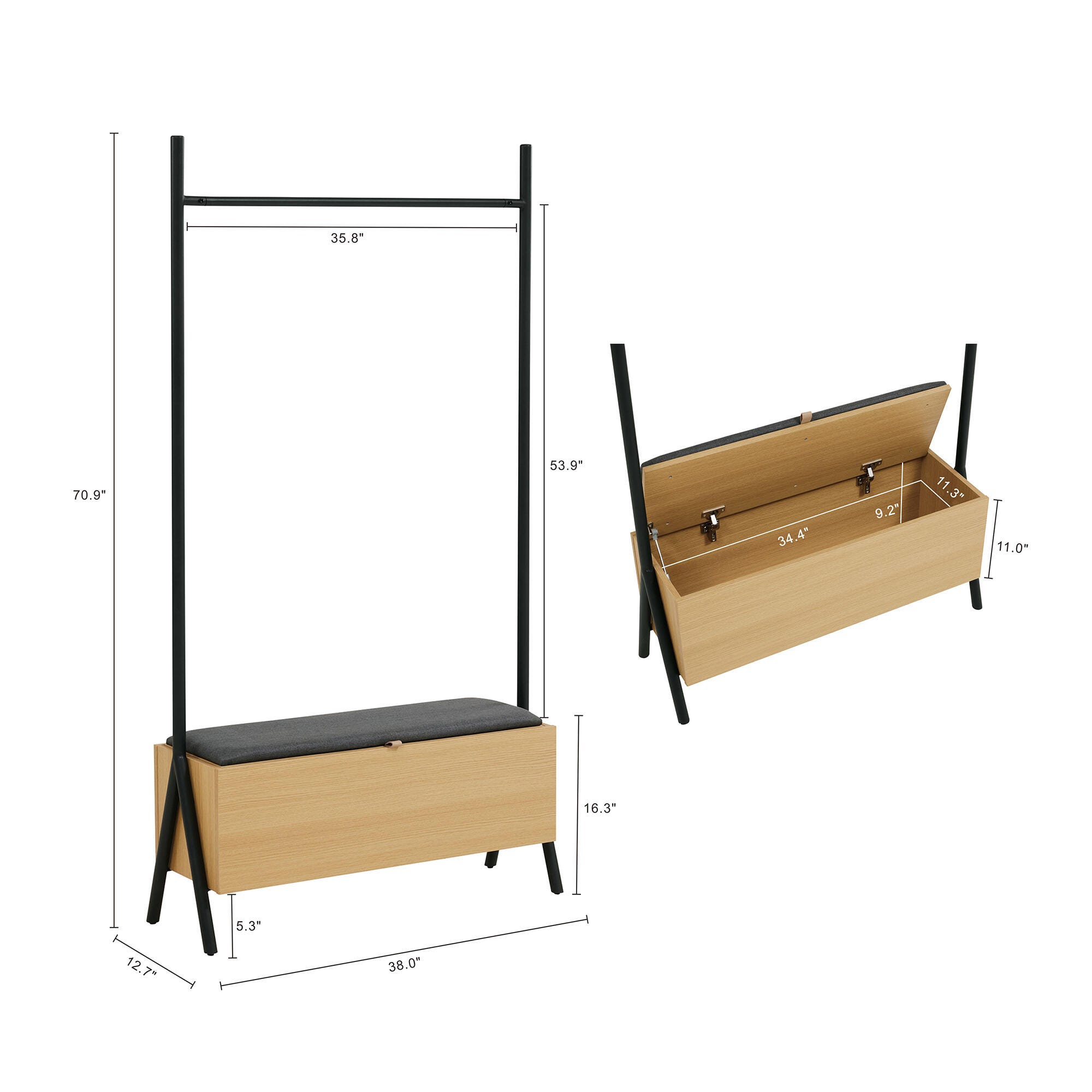 Manhattan Comfort Paloma Open Hanging Closet with Storage, , large