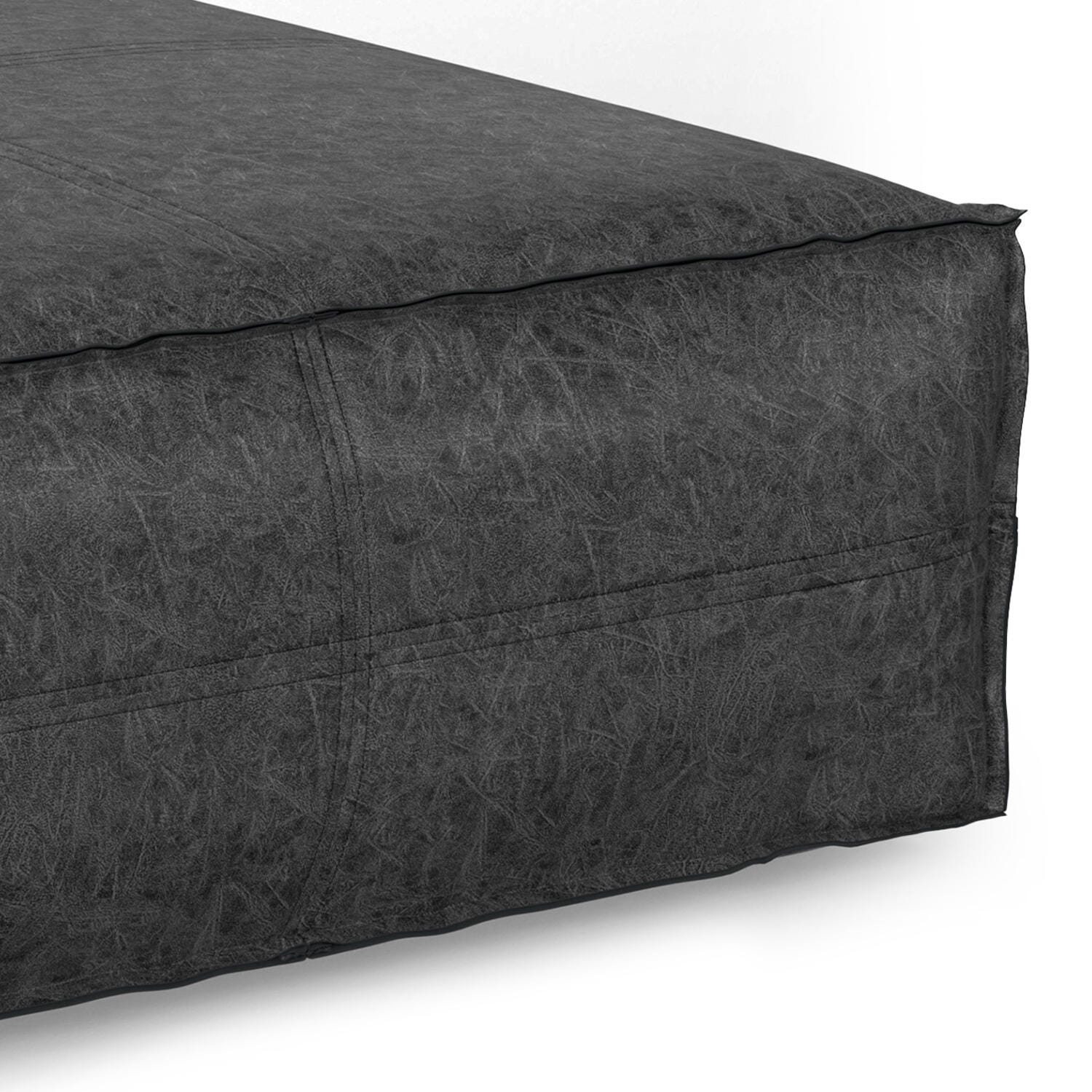 Simpli Home Brody Brody Pouf, Distressed Black, large