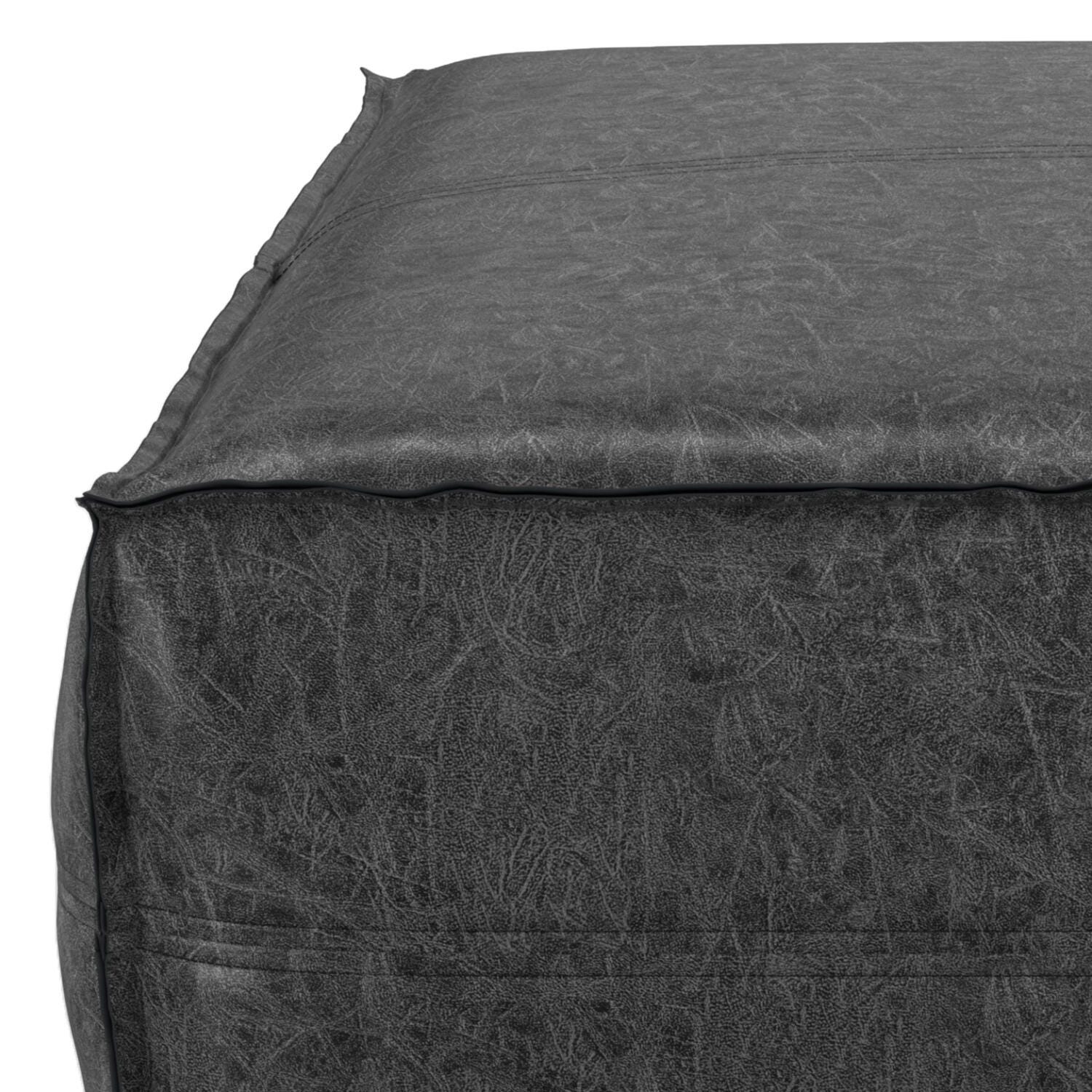 Simpli Home Brody Brody Pouf, Distressed Black, large