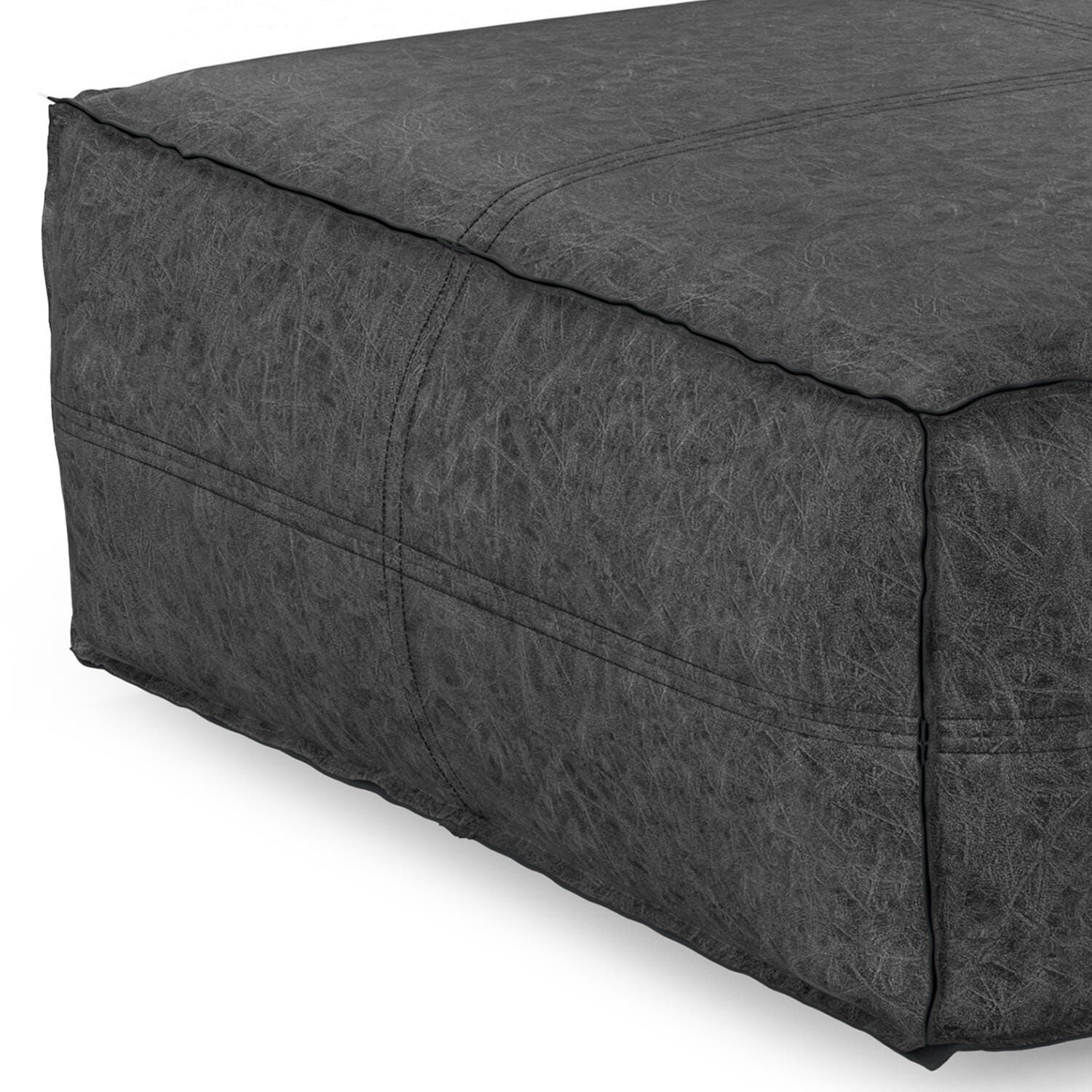 Simpli Home Brody Brody Pouf, Distressed Black, large
