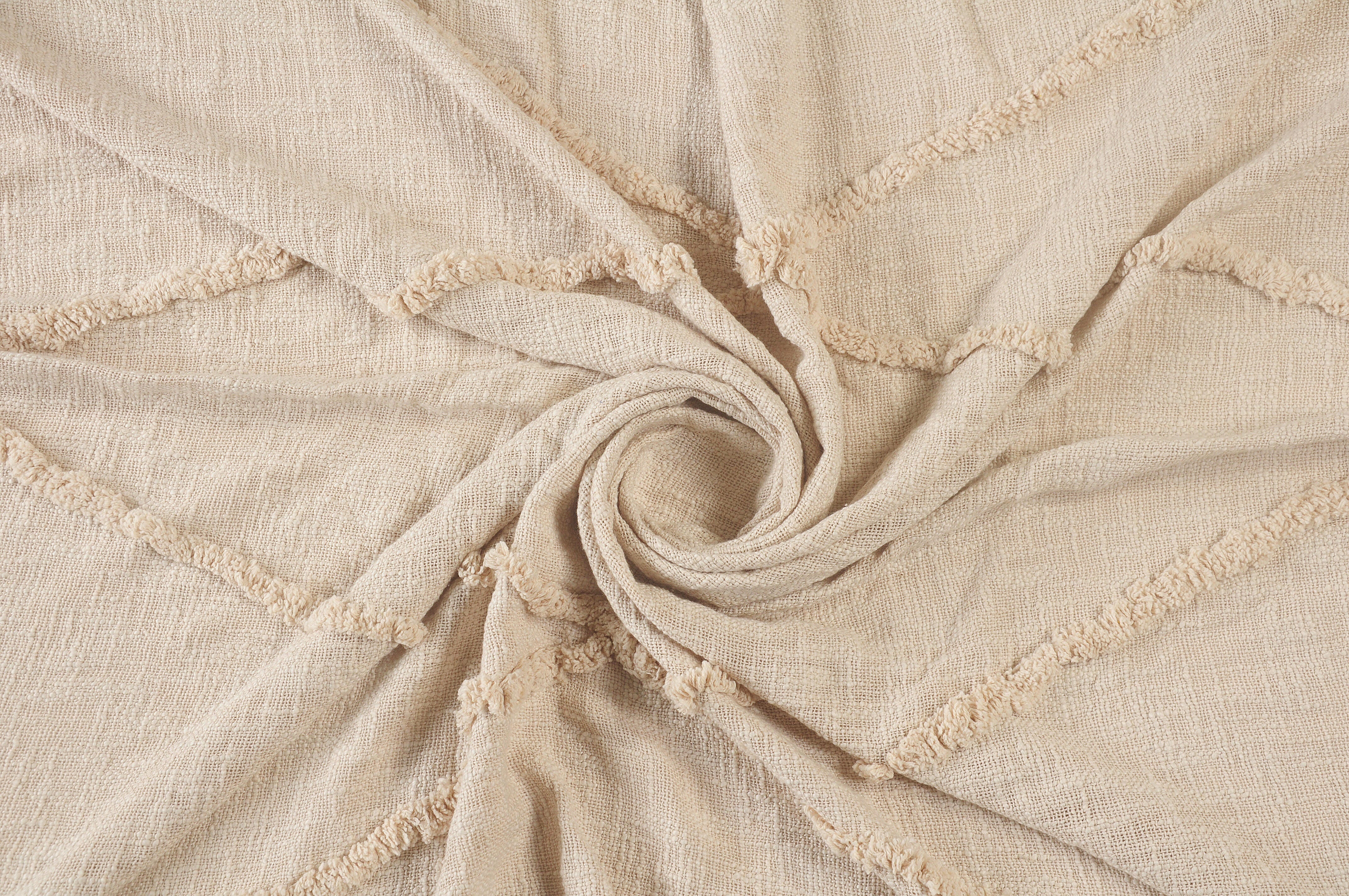 Diamond Solid Throw Blanket, Cream, large