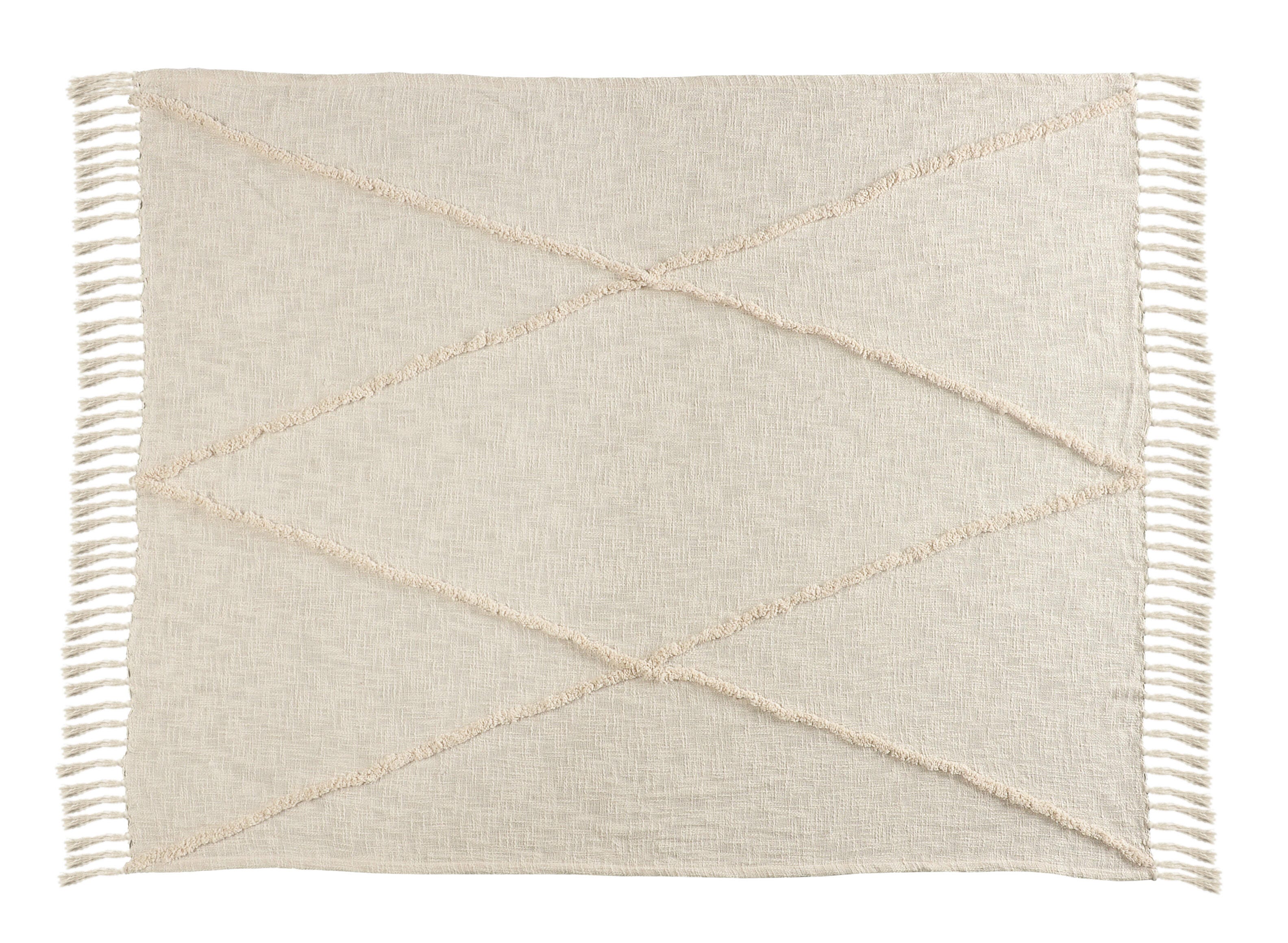 Diamond Solid Throw Blanket, Cream, large
