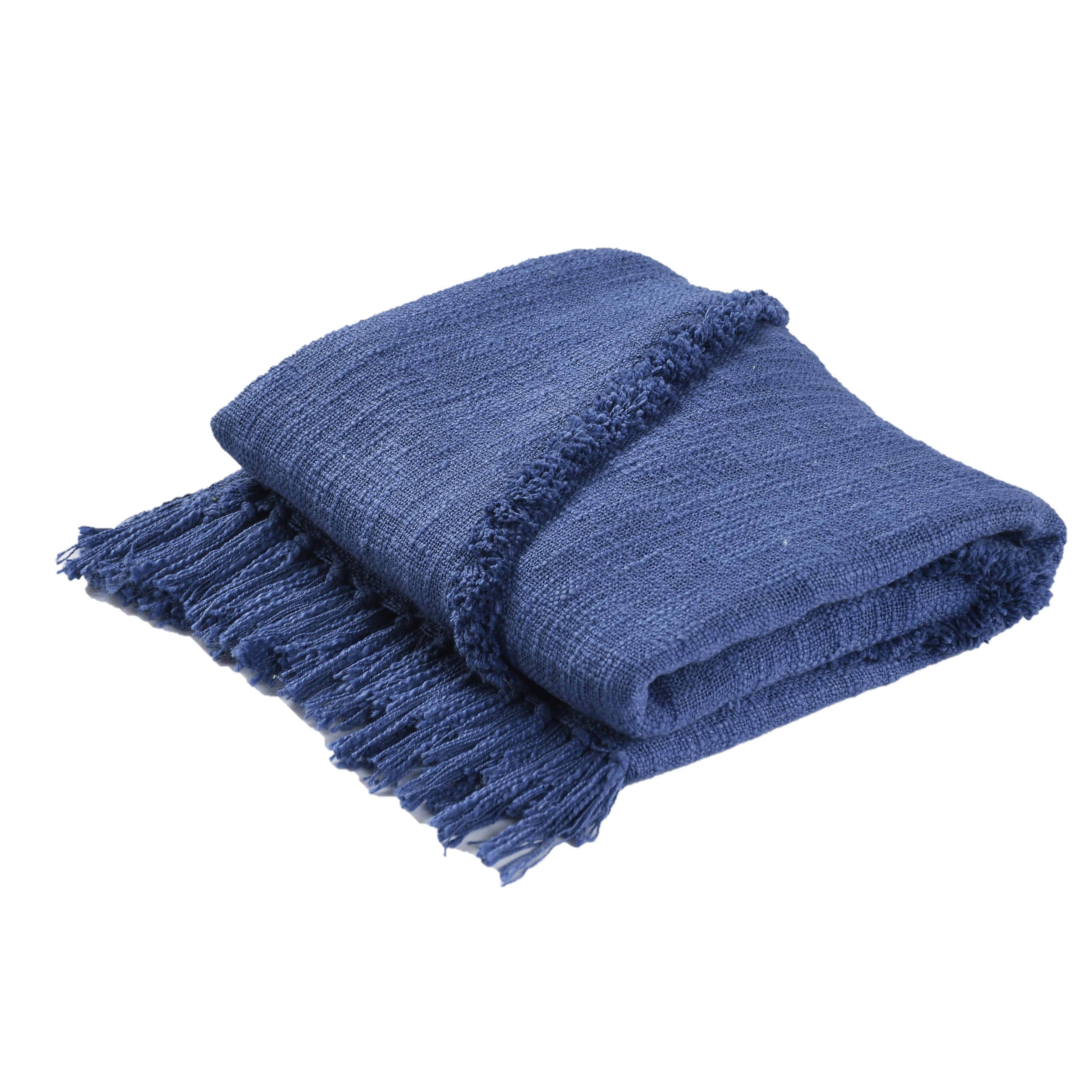 Diamond Solid Throw Blanket, Blue, large