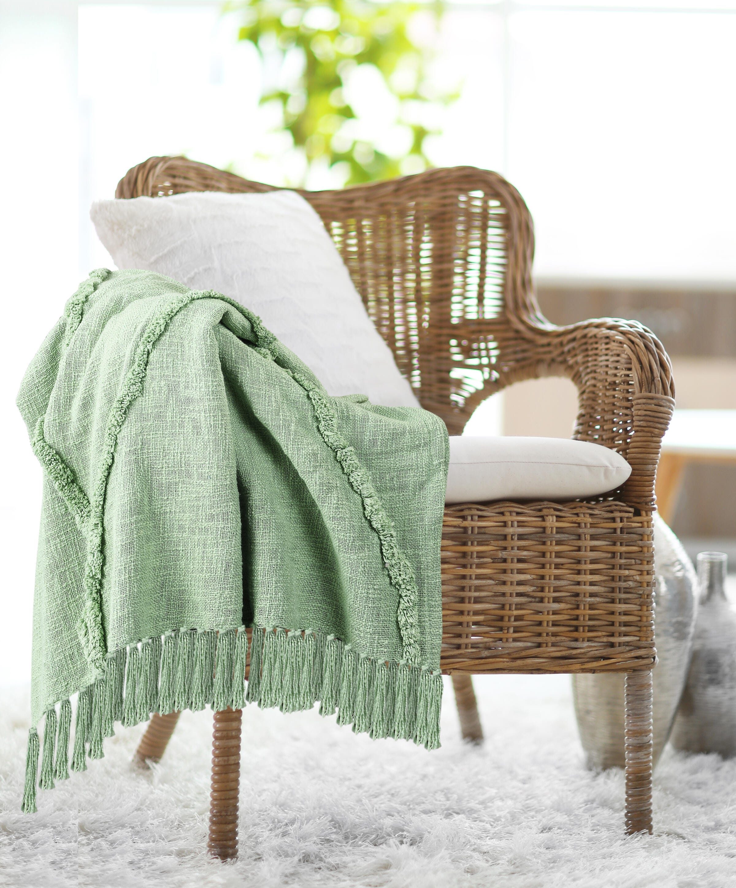Diamond Solid Throw Blanket, Green, large
