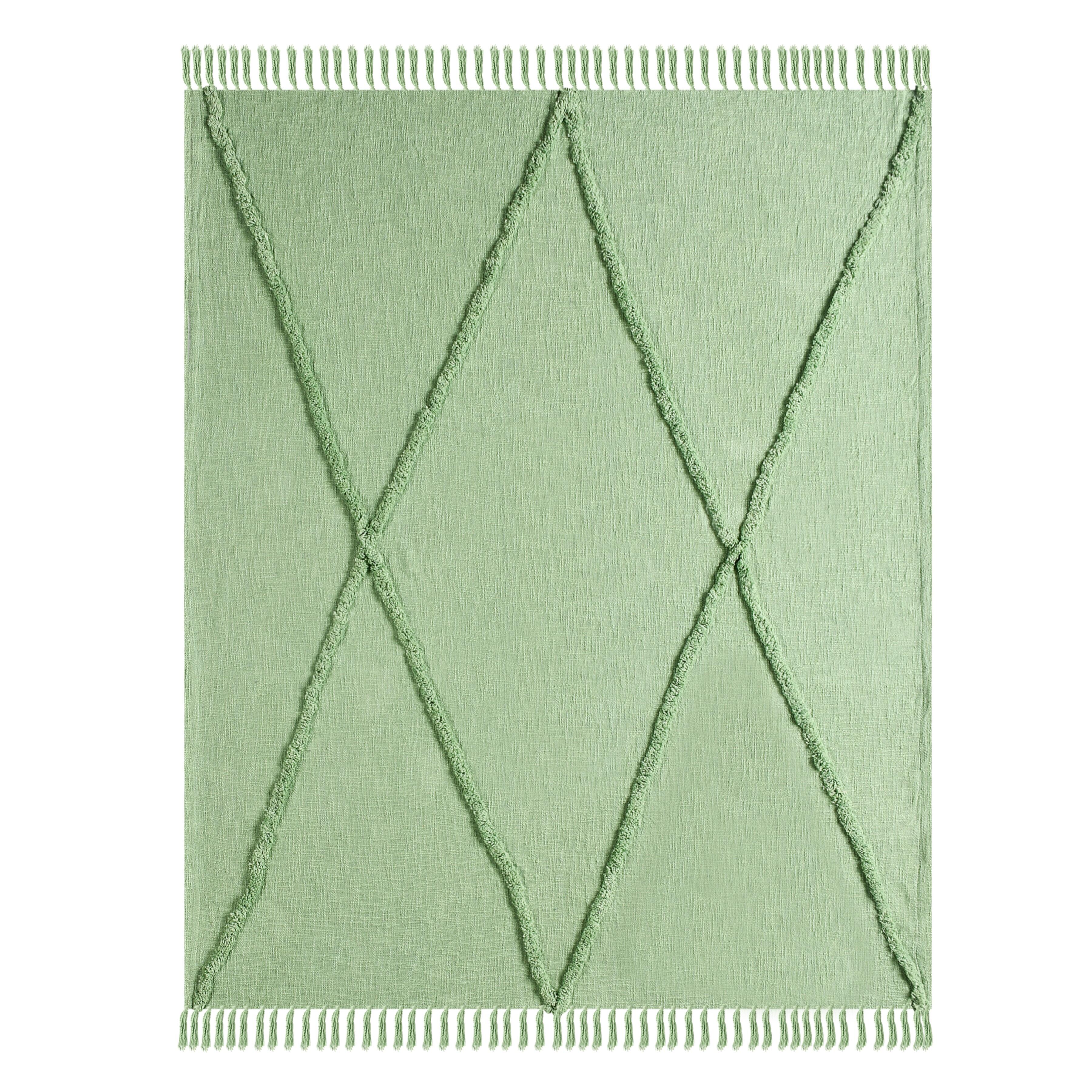 Diamond Solid Throw Blanket, Green, large