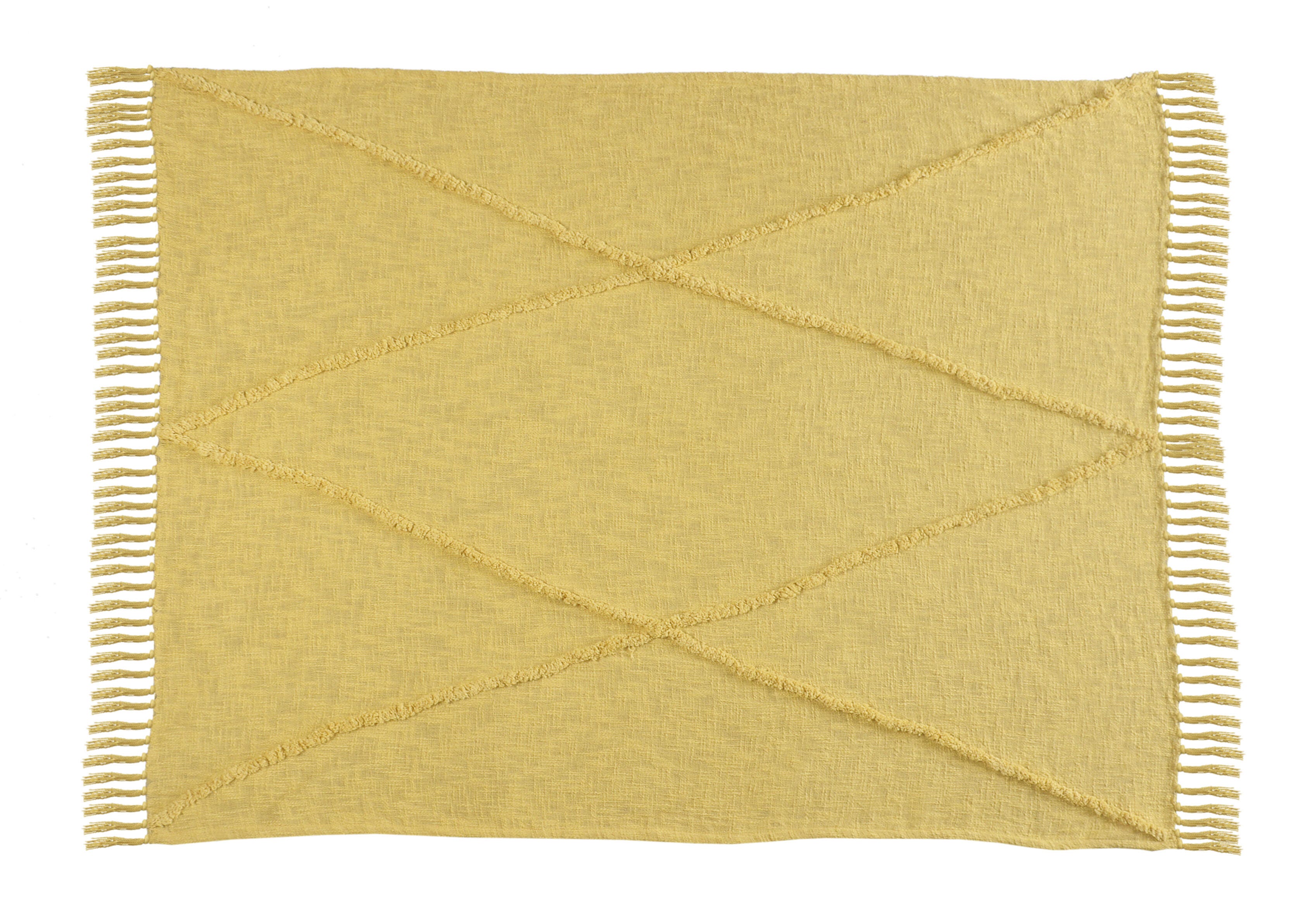 Diamond Solid Throw Blanket, Yellow, large