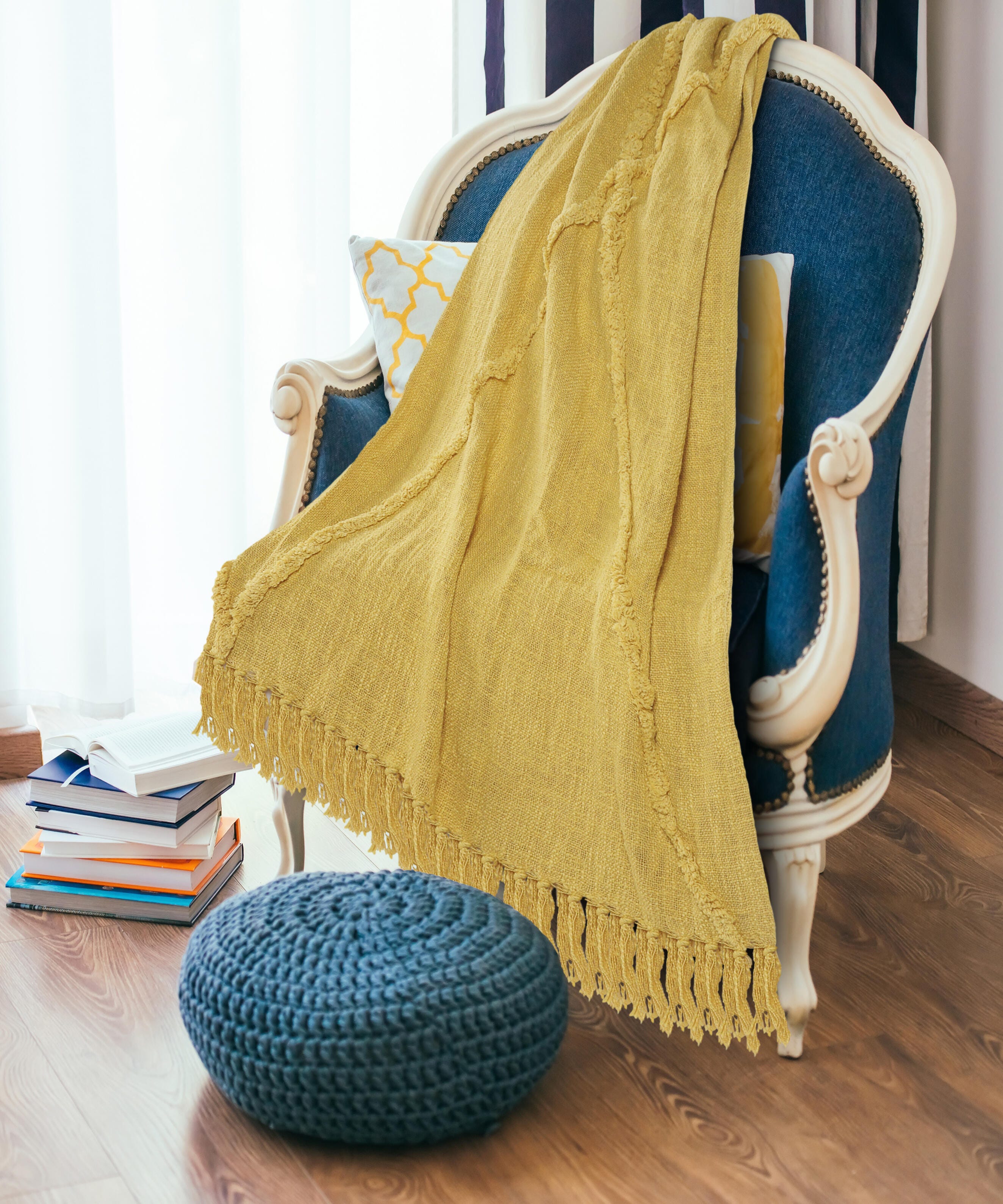Diamond Solid Throw Blanket, Yellow, large
