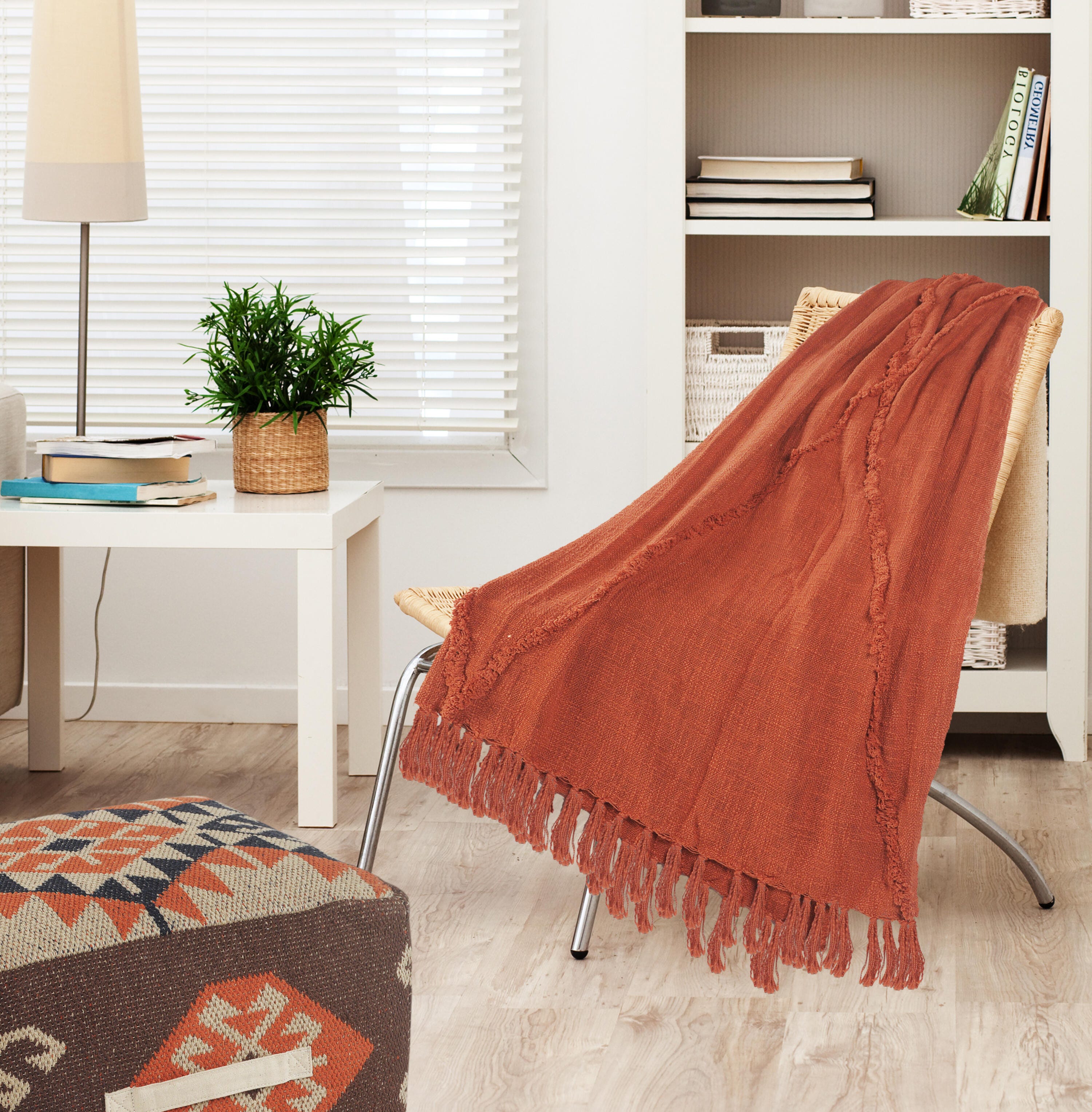 Diamond Solid Throw Blanket, Orange, large