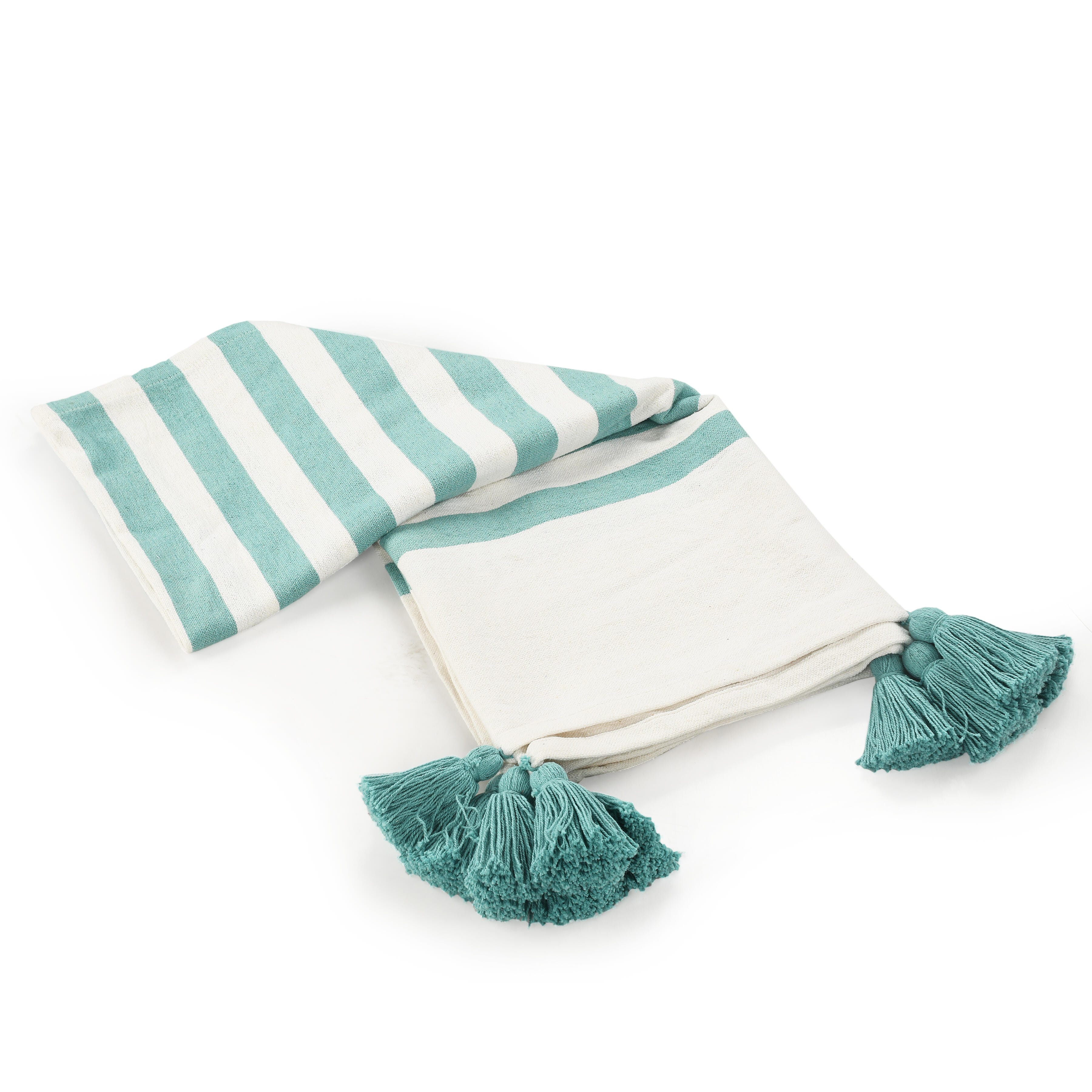 Harbor Striped Throw Blanket, Aqua Blue, large