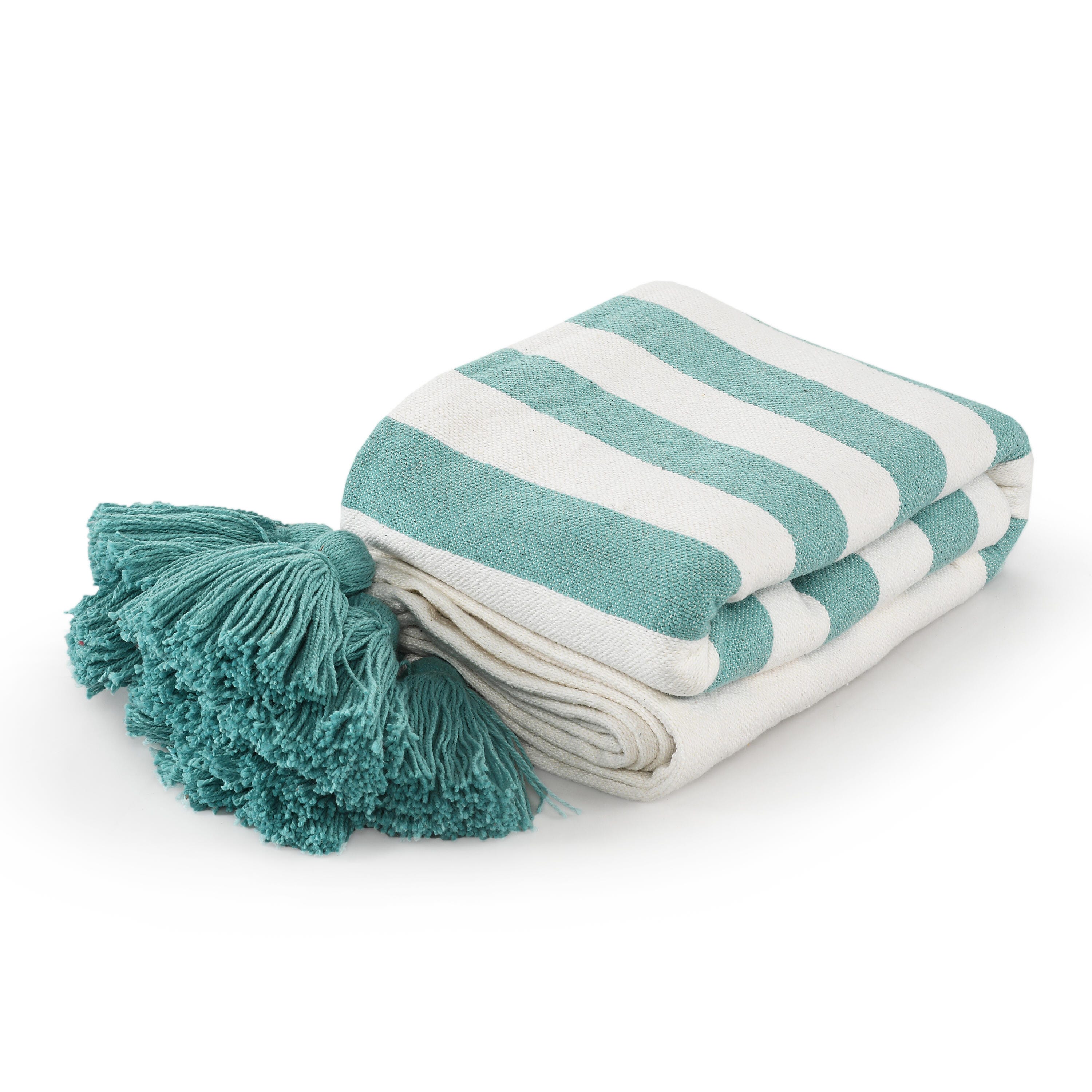 Harbor Striped Throw Blanket, Aqua Blue, large