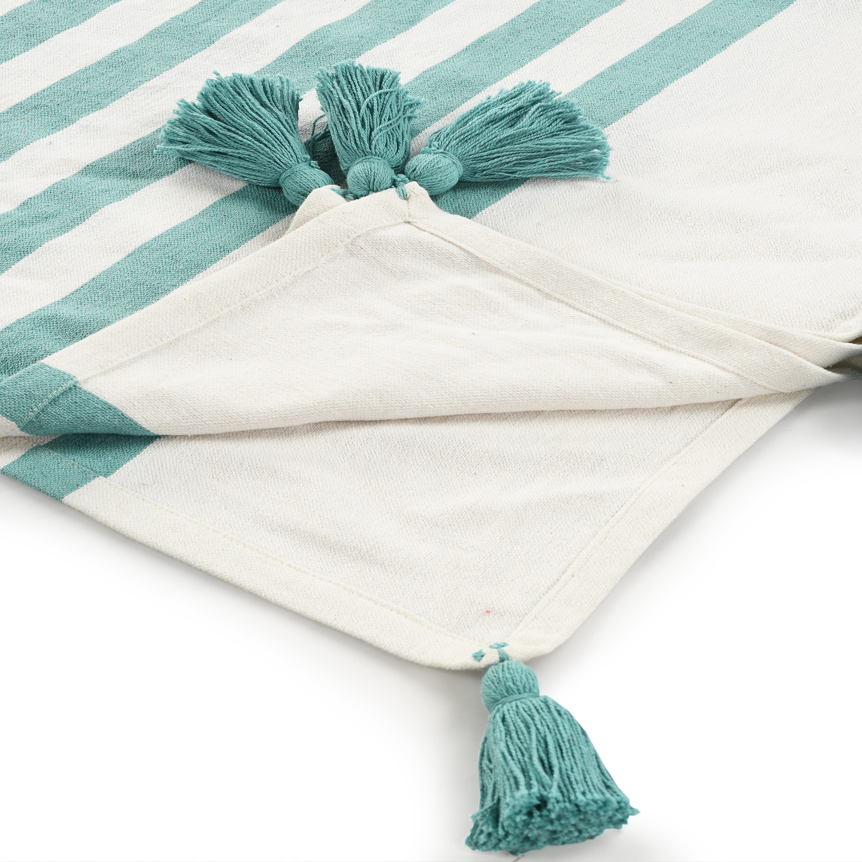 Harbor Striped Throw Blanket, Aqua Blue, large