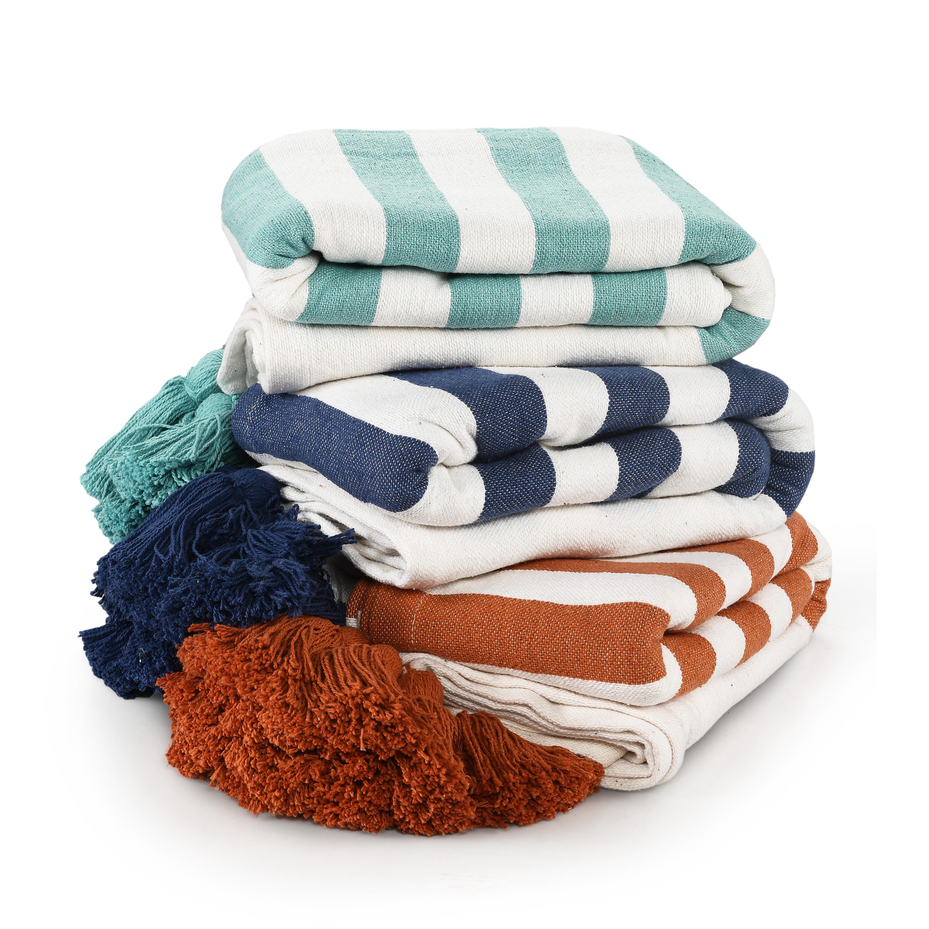 Harbor Striped Throw Blanket, Orange, large
