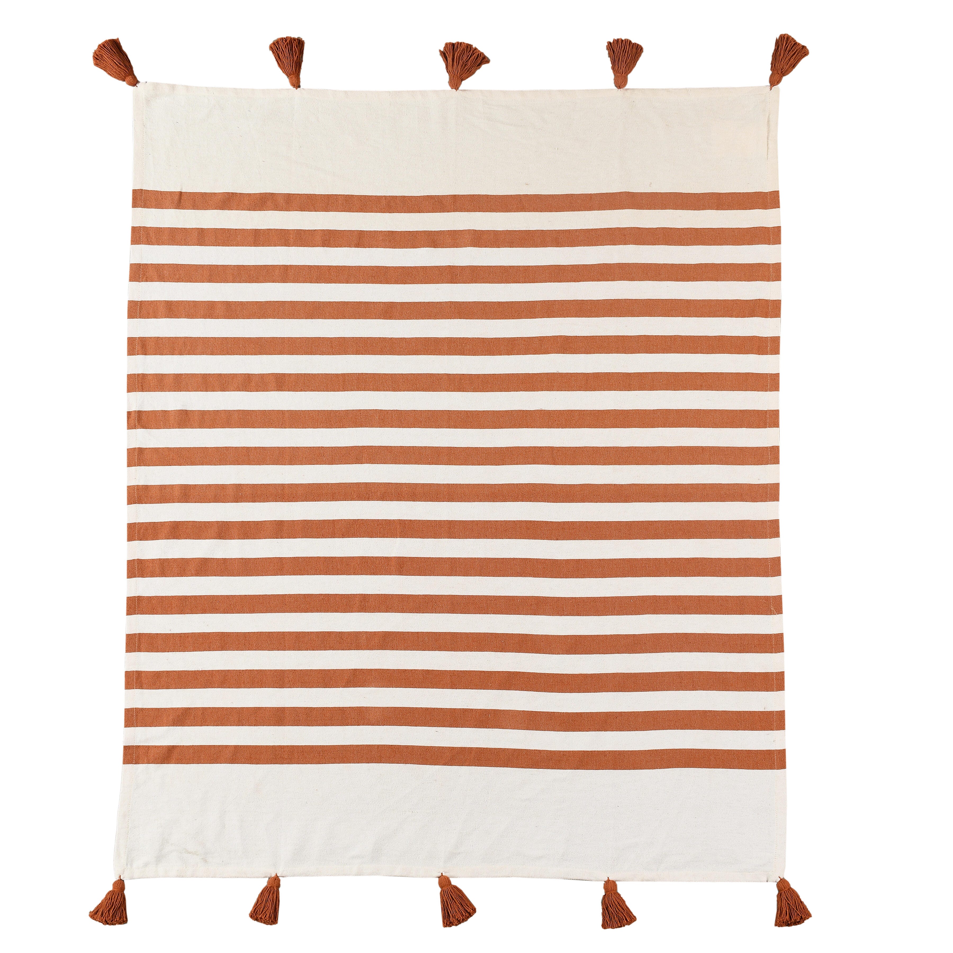 Harbor Striped Throw Blanket, Orange, large