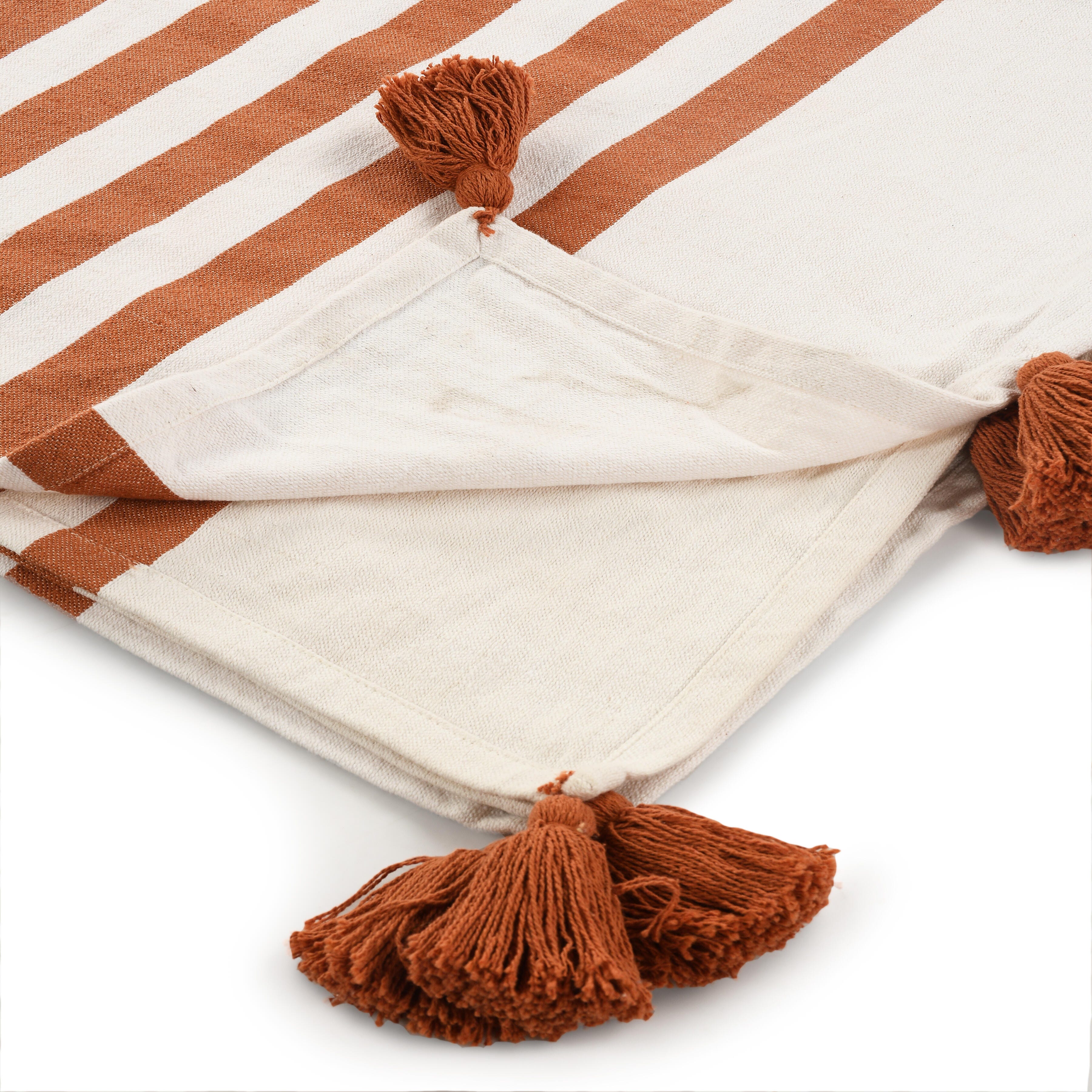Harbor Striped Throw Blanket, Orange, large