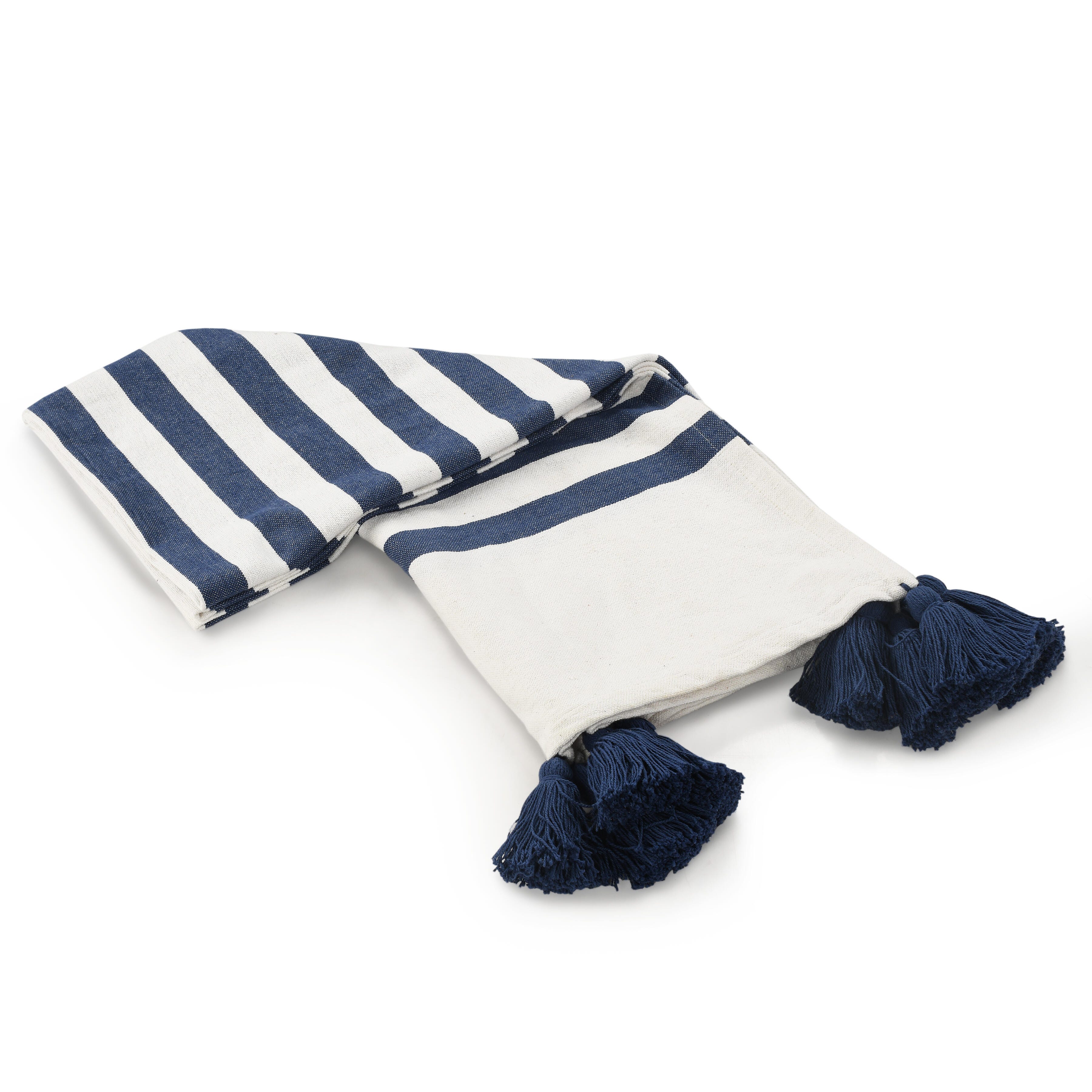 Harbor Striped Throw Blanket, Blue, large