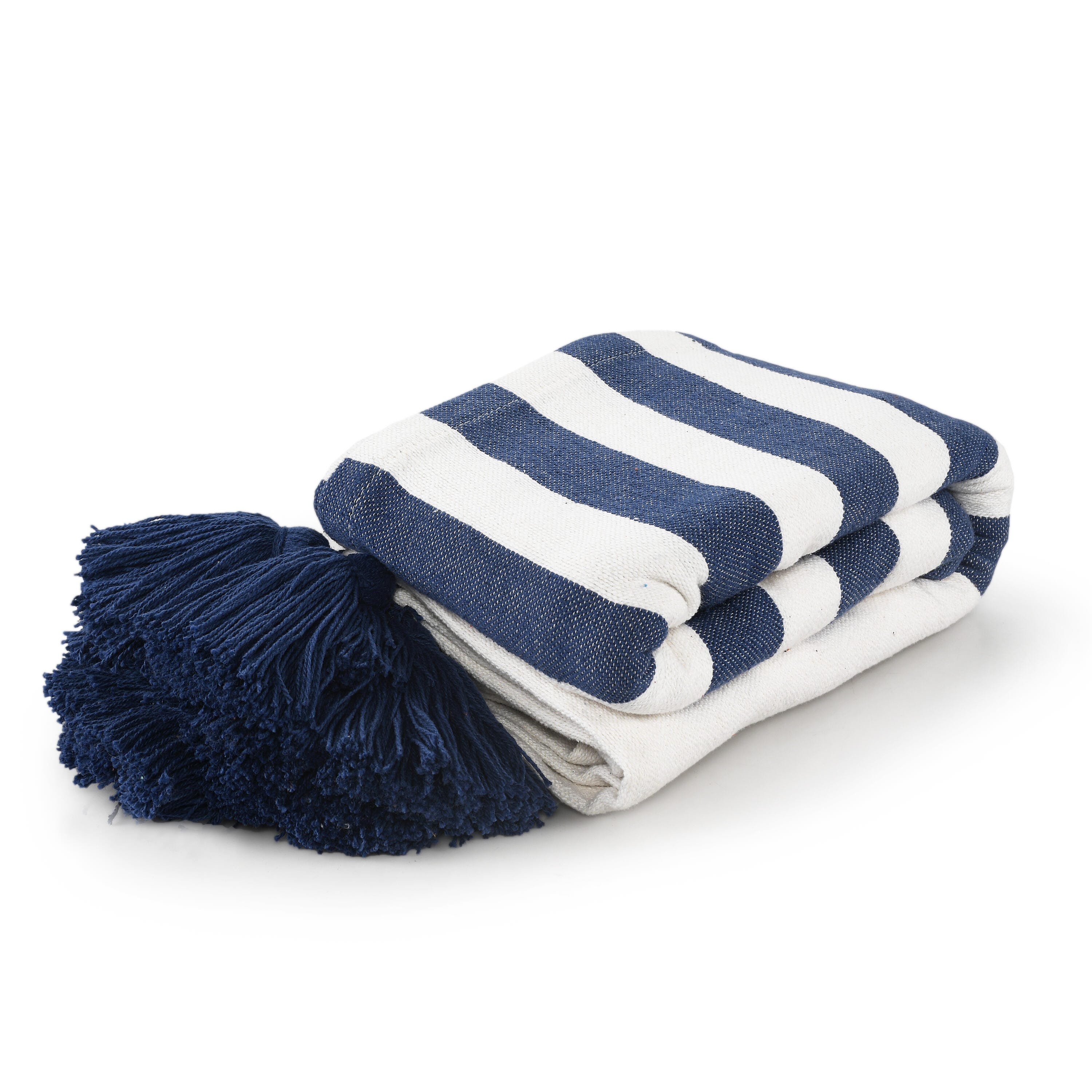 Harbor Striped Throw Blanket, Blue, large
