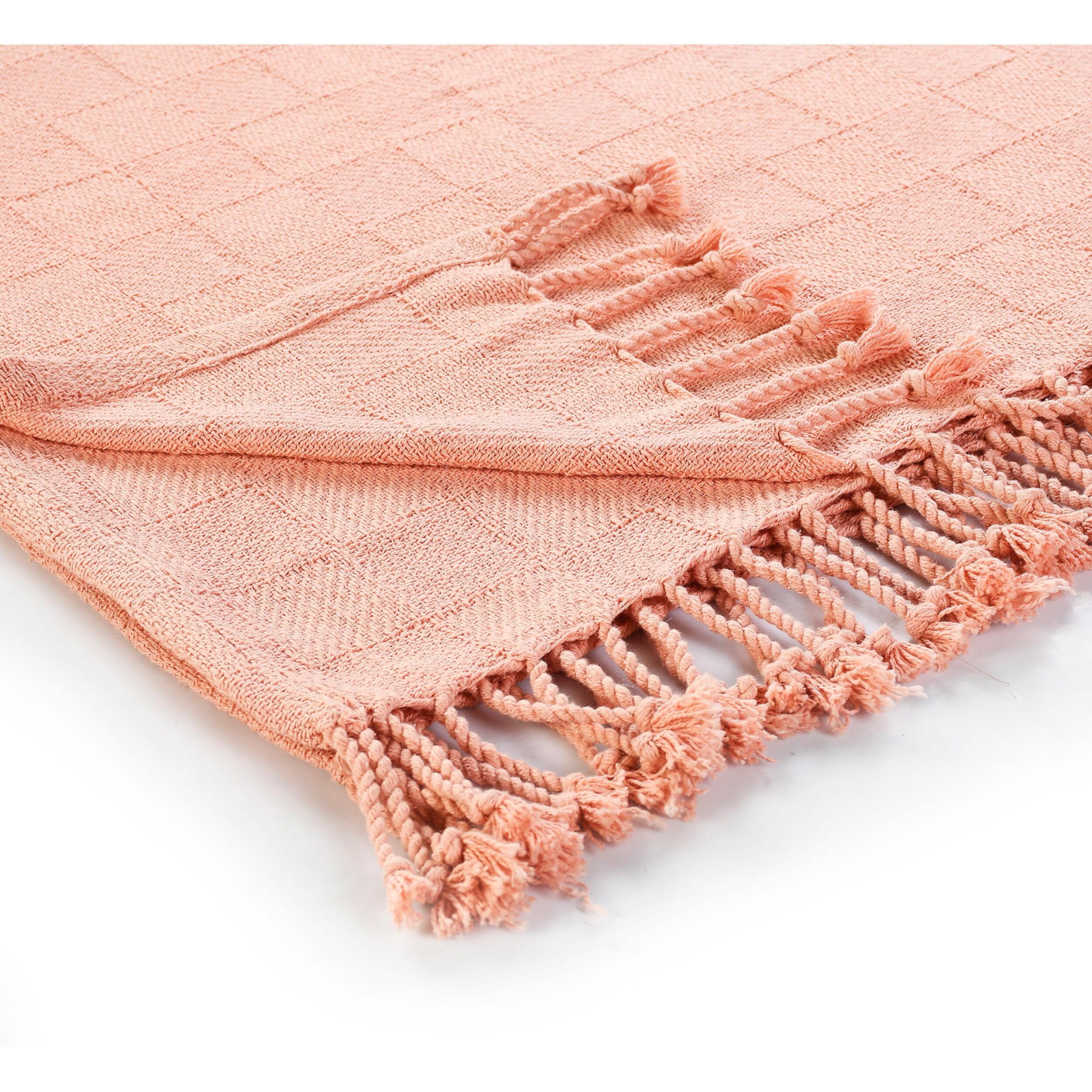 Heather Solid Throw Blanket, Pink, large
