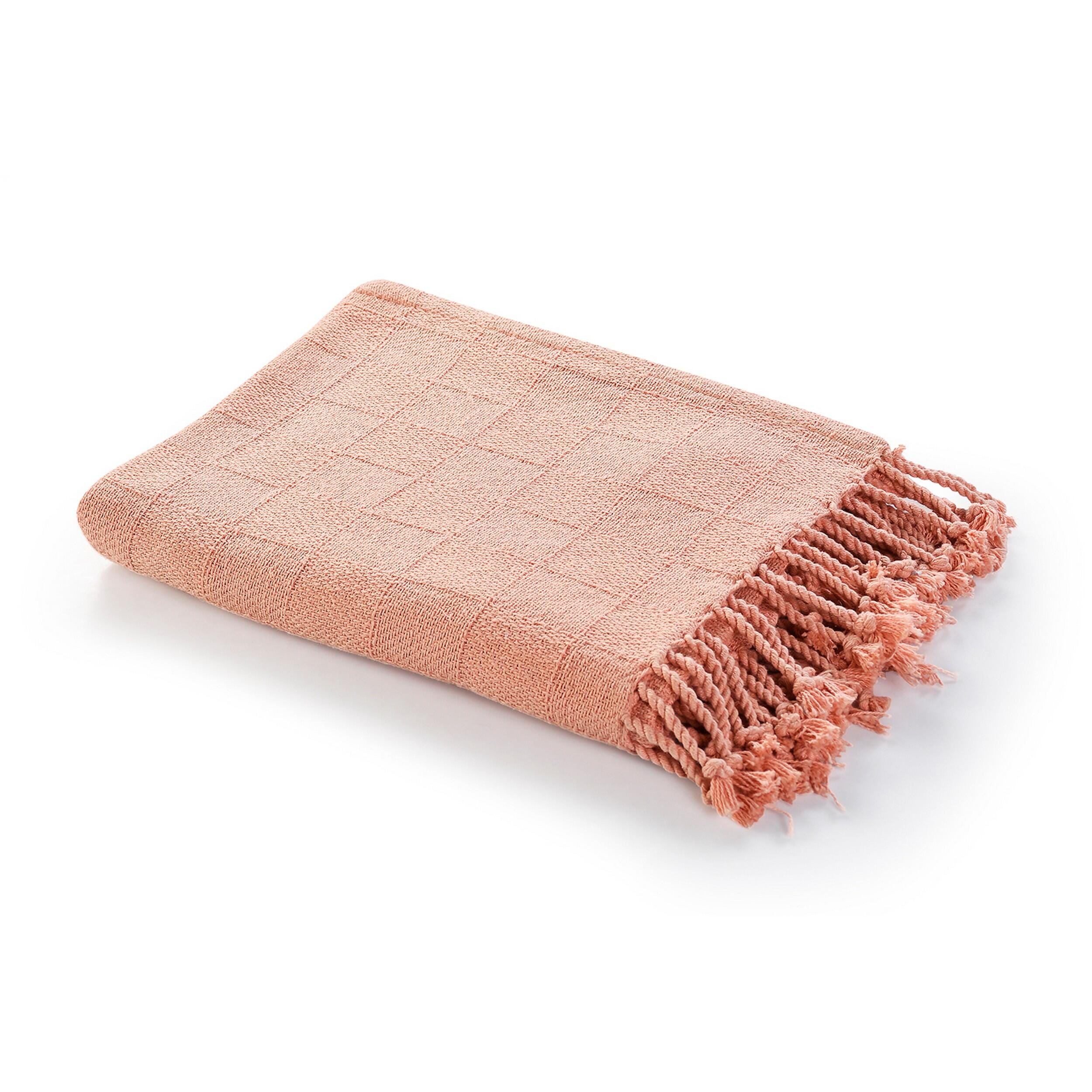 Heather Solid Throw Blanket, Pink, large