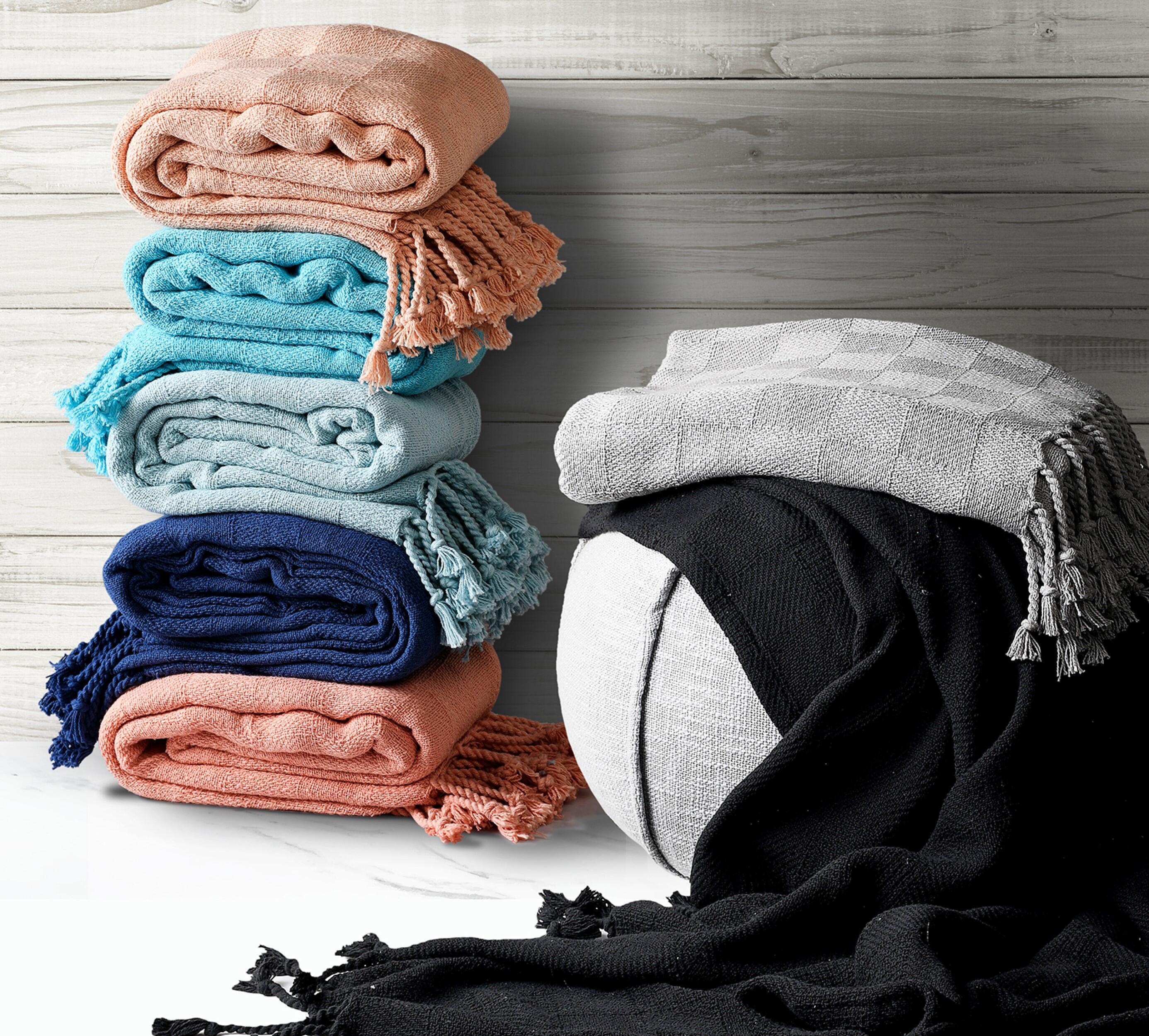 Heather Solid Throw Blanket, Pink, large