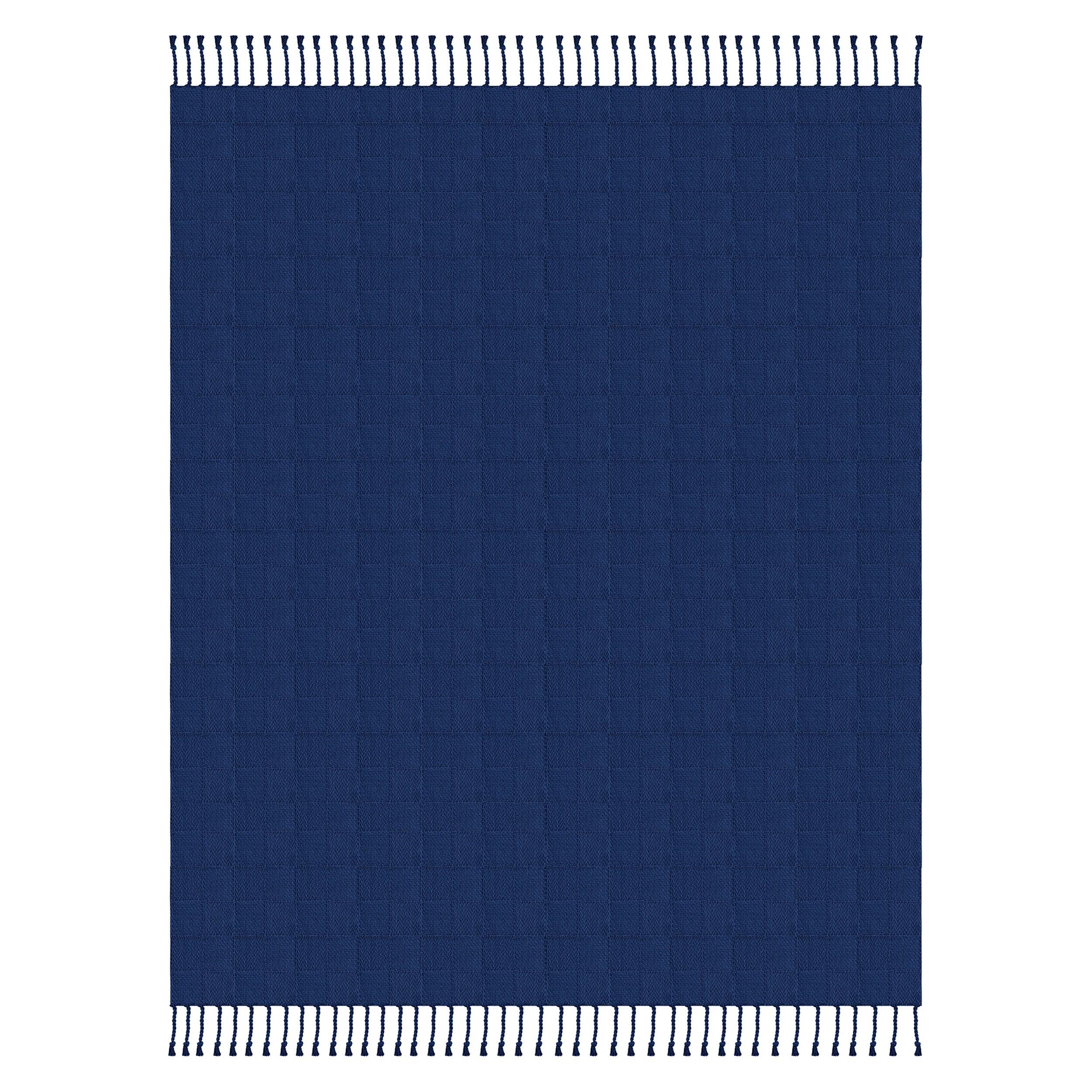 Heather Solid Throw Blanket, Blue, large