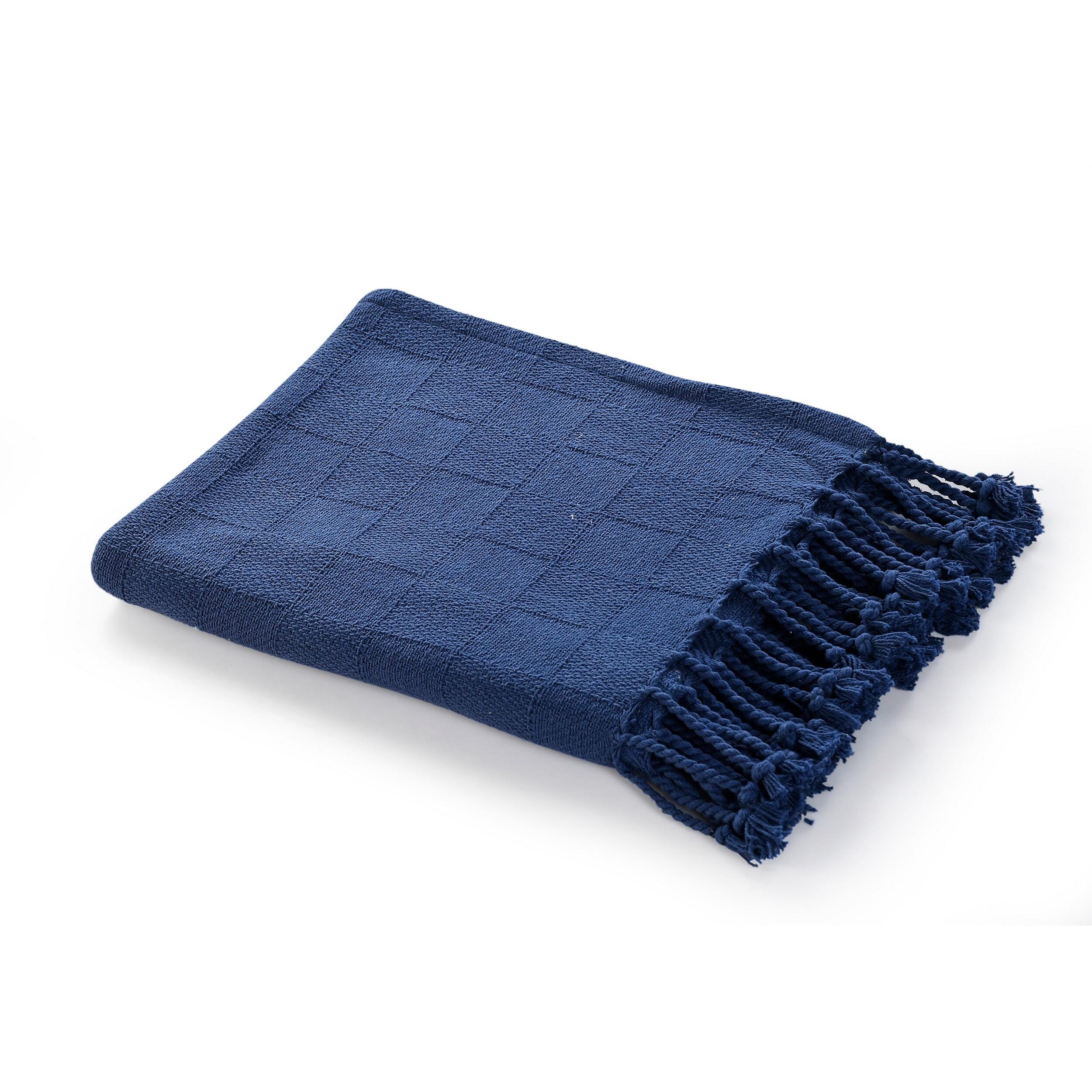 Heather Solid Throw Blanket, Blue, large