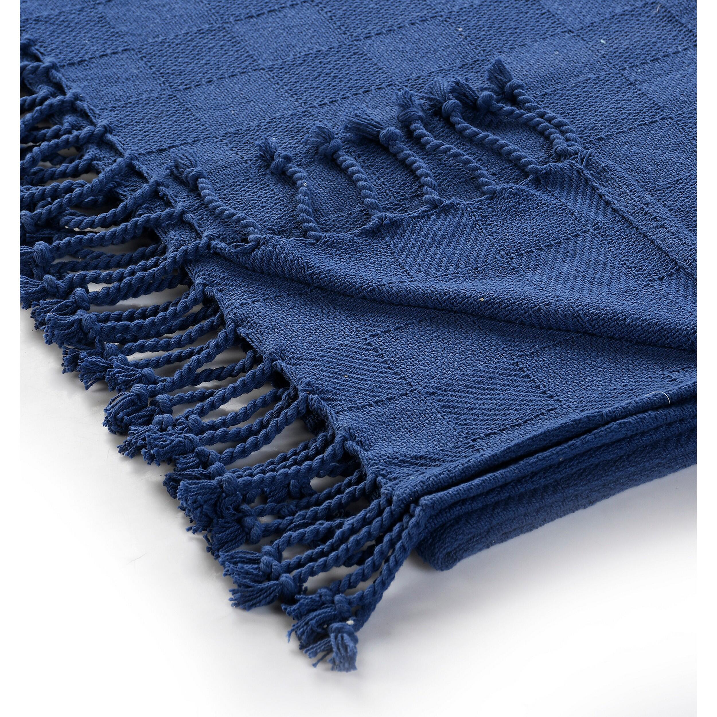 Heather Solid Throw Blanket, Blue, large
