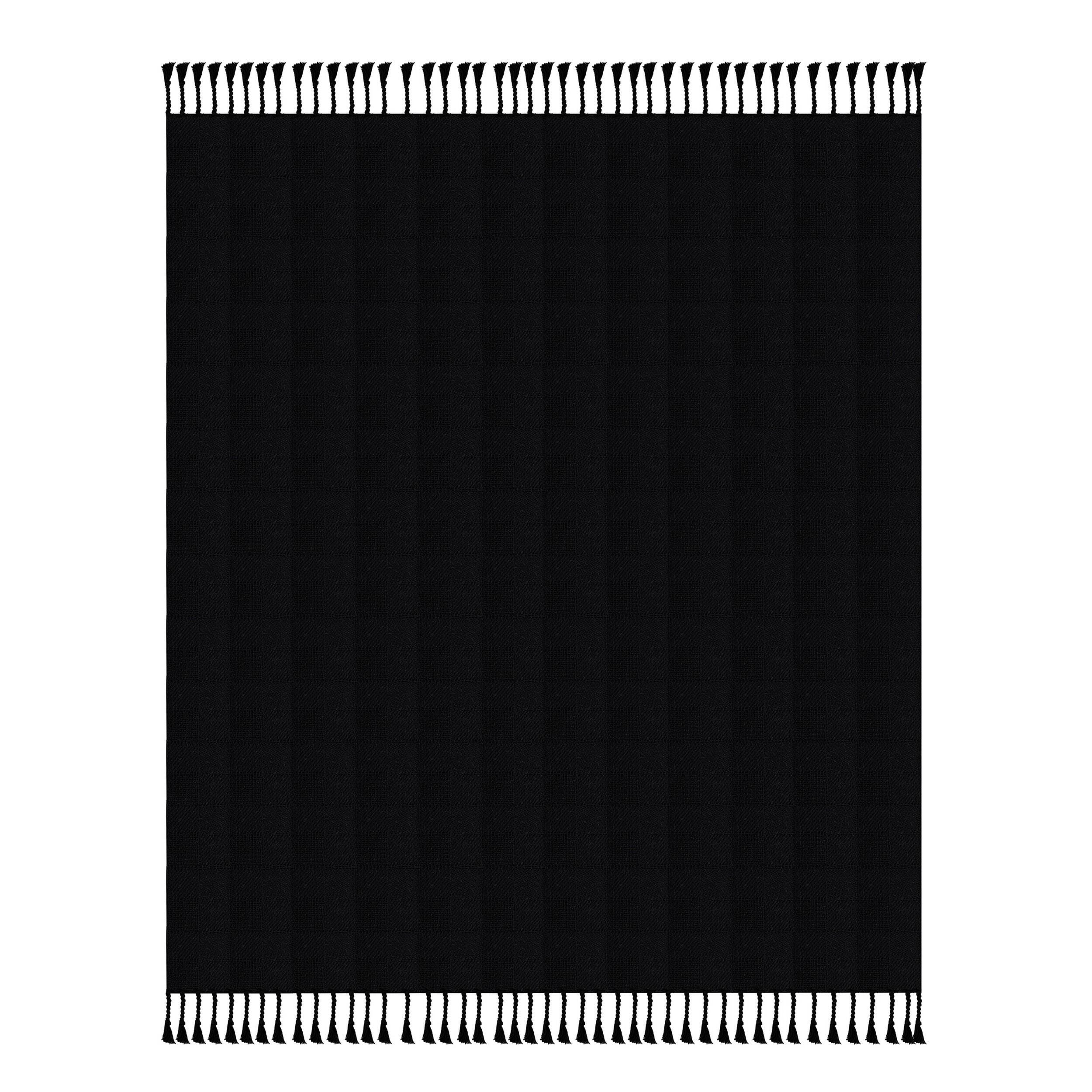 Heather Solid Throw Blanket, Black, large
