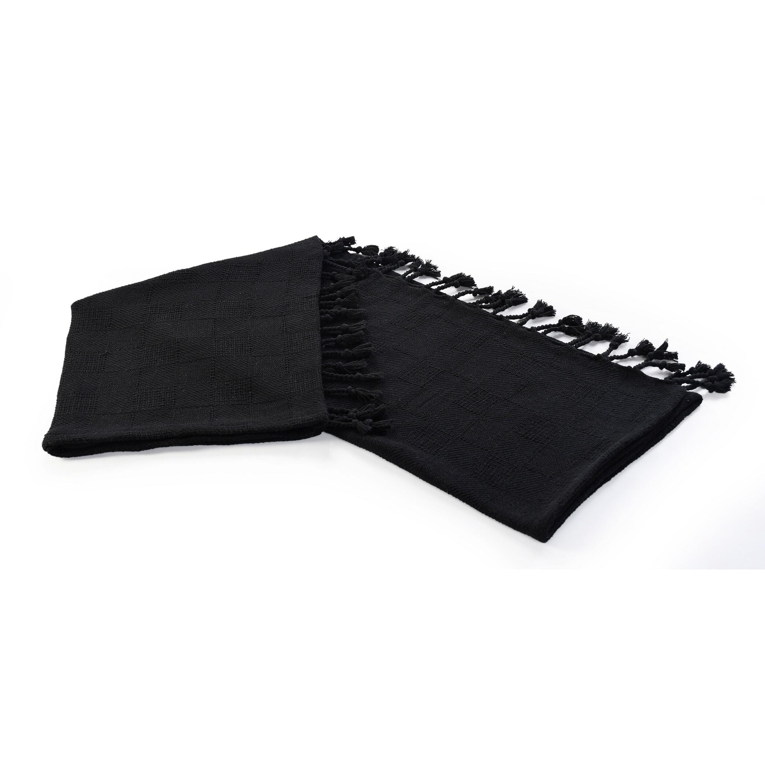 Heather Solid Throw Blanket, Black, large